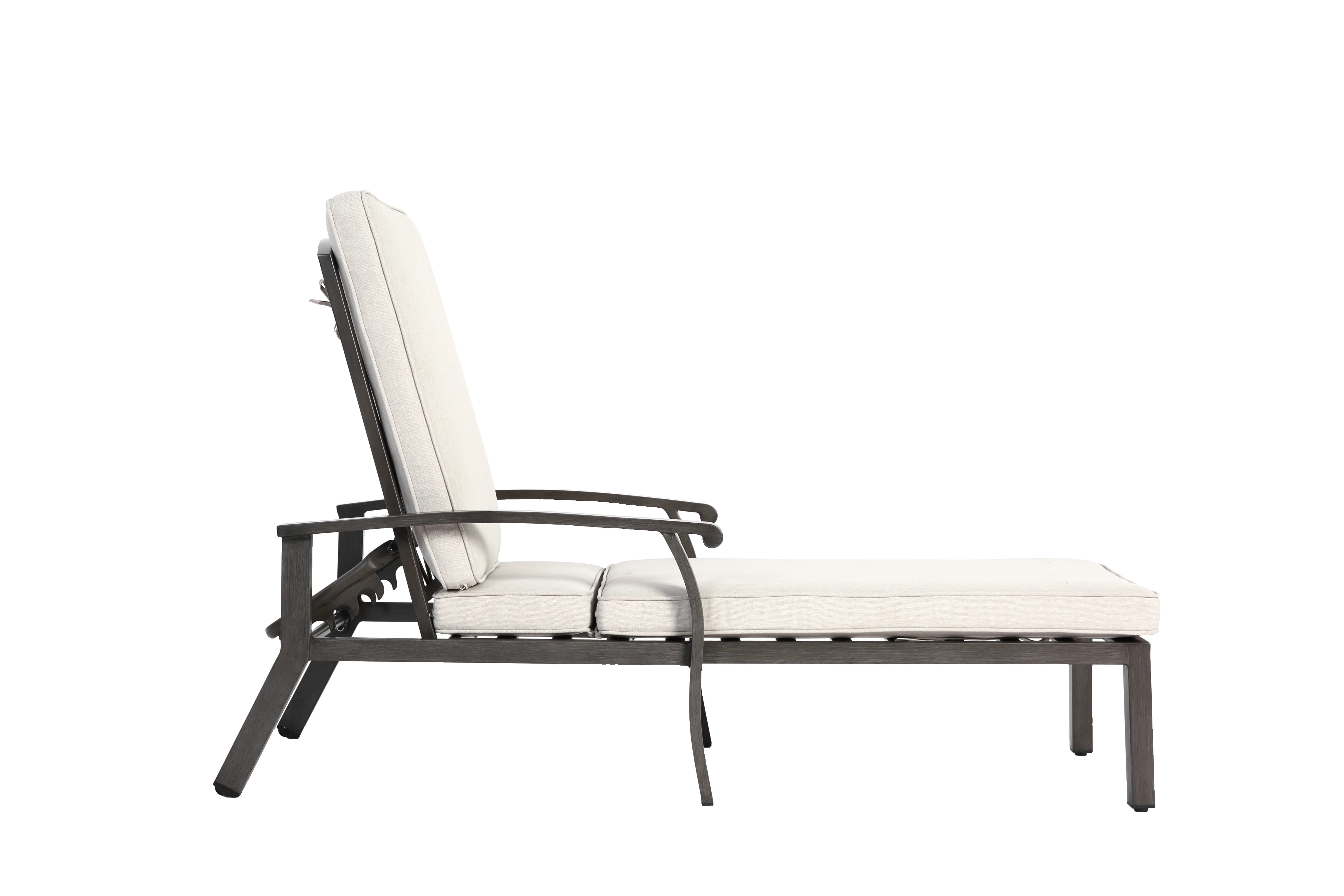 Lounge Patio Chair, Adjustable Reclining Aluminum, Waterproof Beige Cushion - Image 7