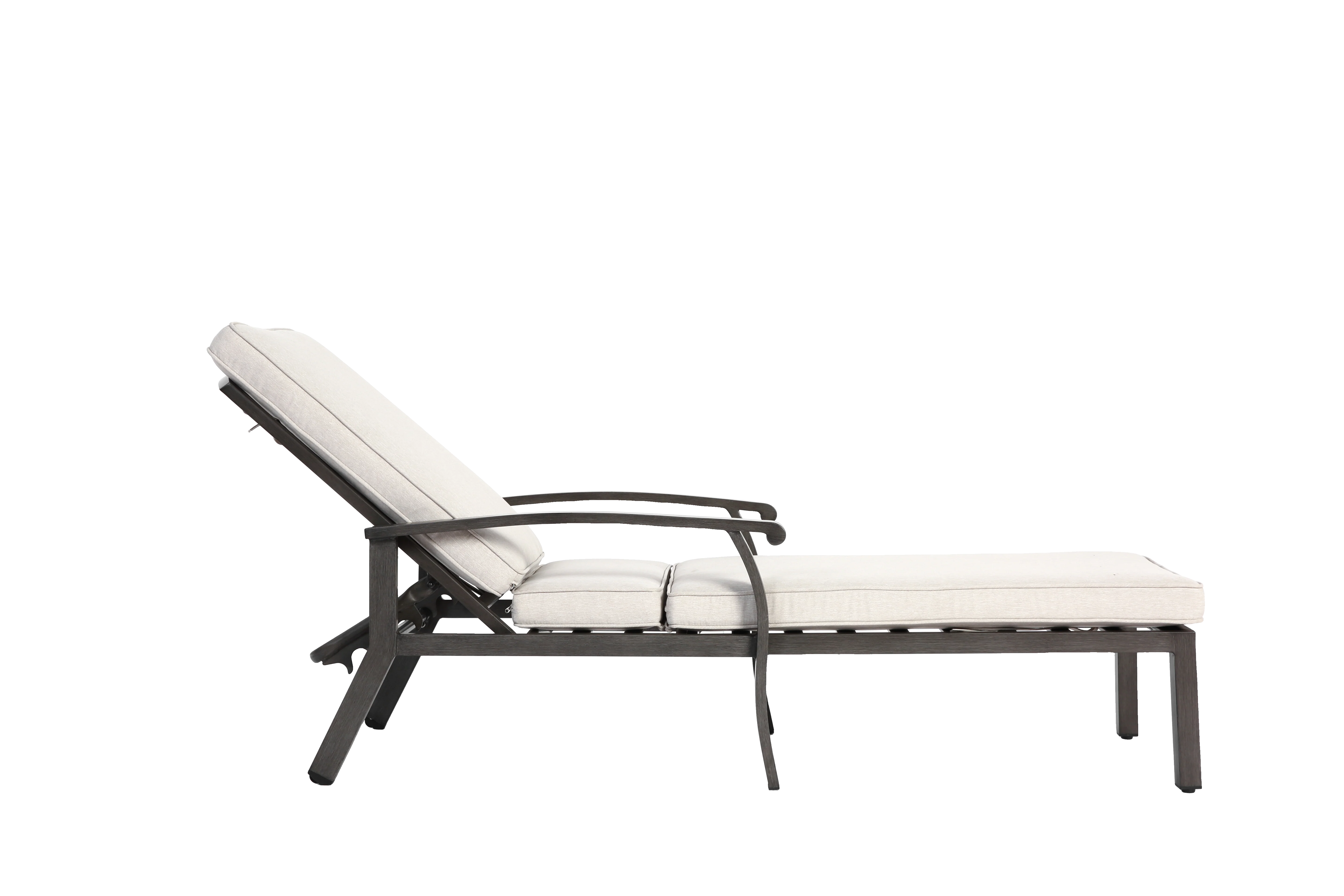 Lounge Patio Chair, Adjustable Reclining Aluminum, Waterproof Beige Cushion - Image 9
