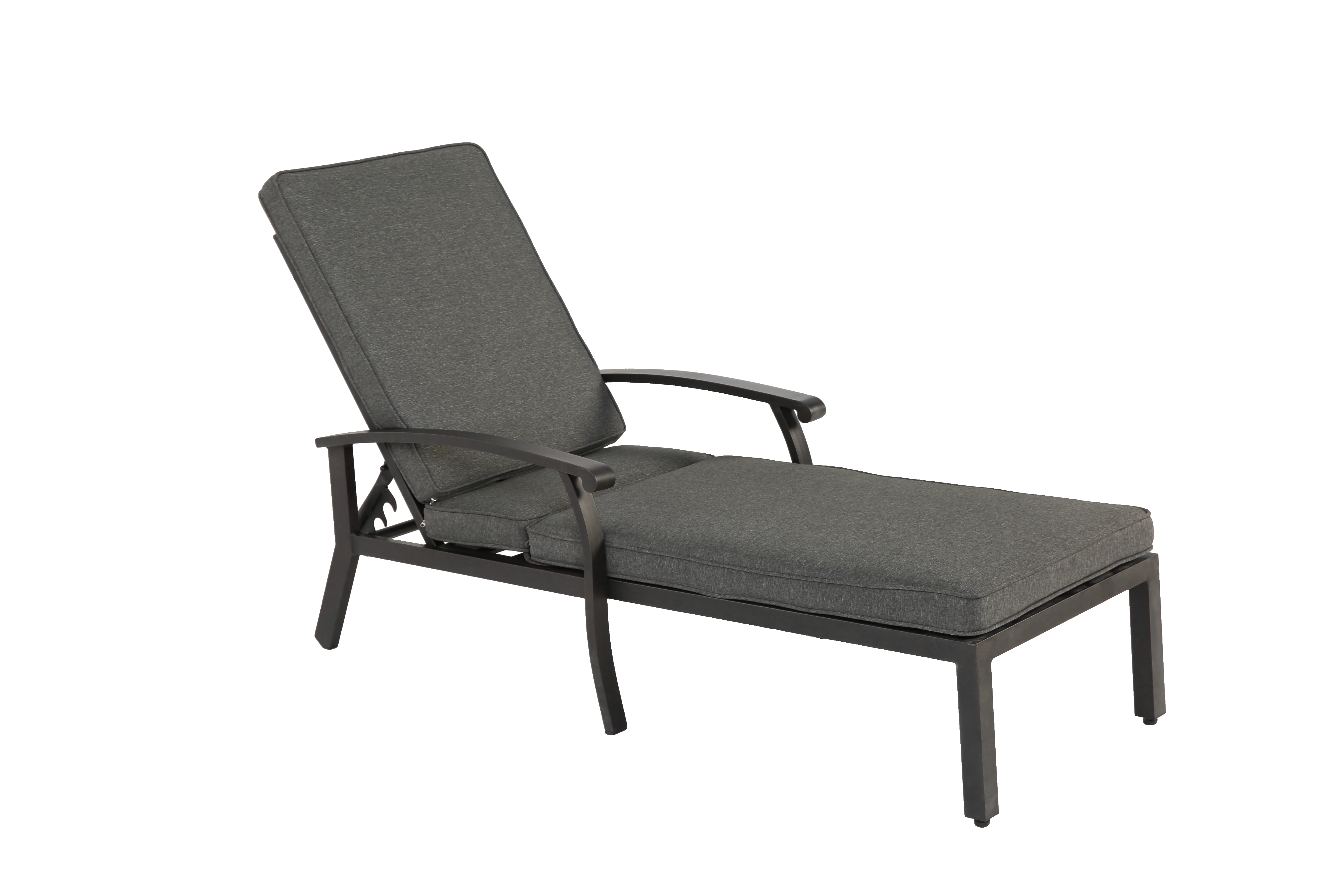 Lounge Patio Chair, Adjustable Reclining Rustproof Aluminum, Gray Cushion - Image 7