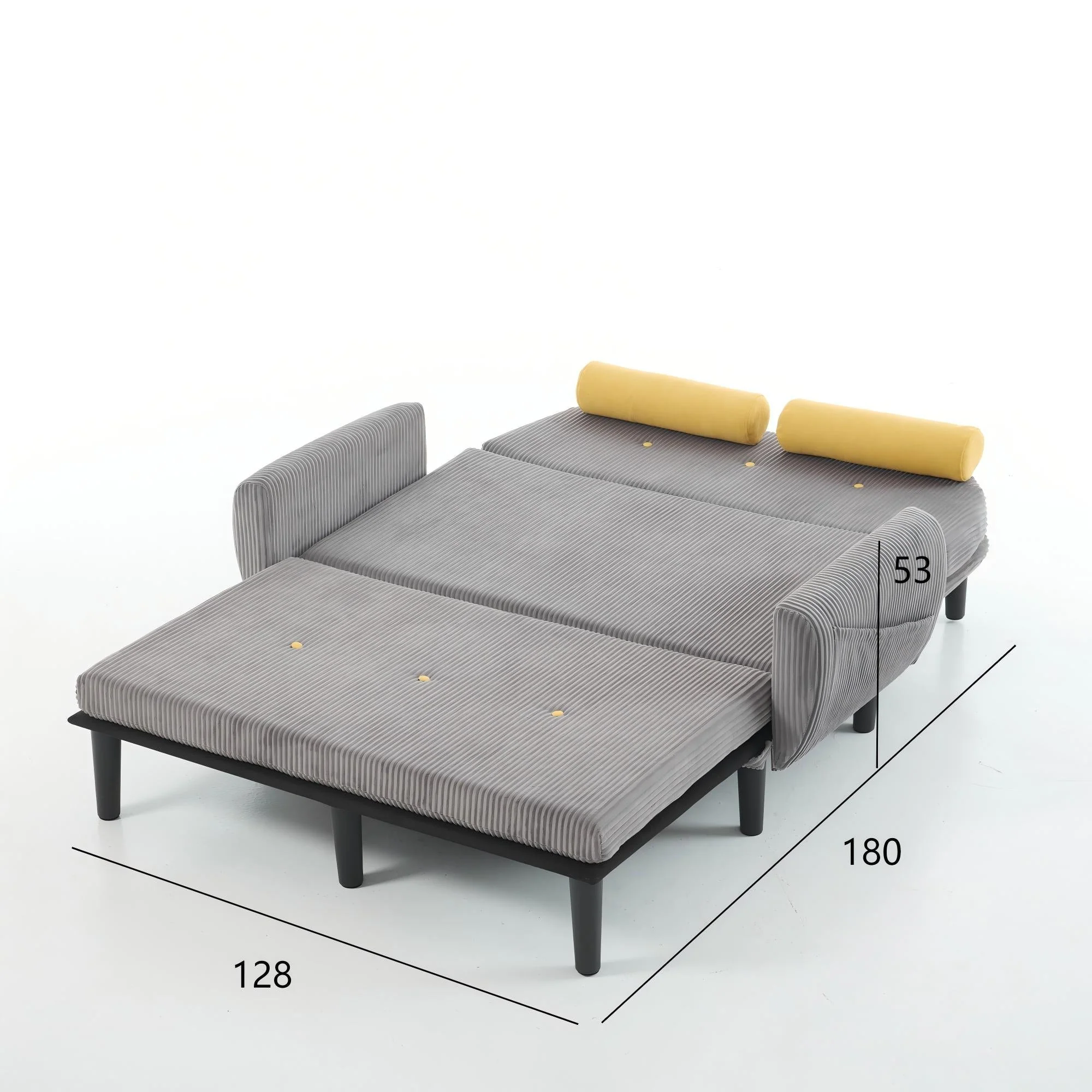 Loveseat Sofa Daybed Recliner Storage - Grey Corduroy - Image 9