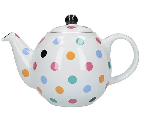 LP Globe Teapot 6 Cup White Spots