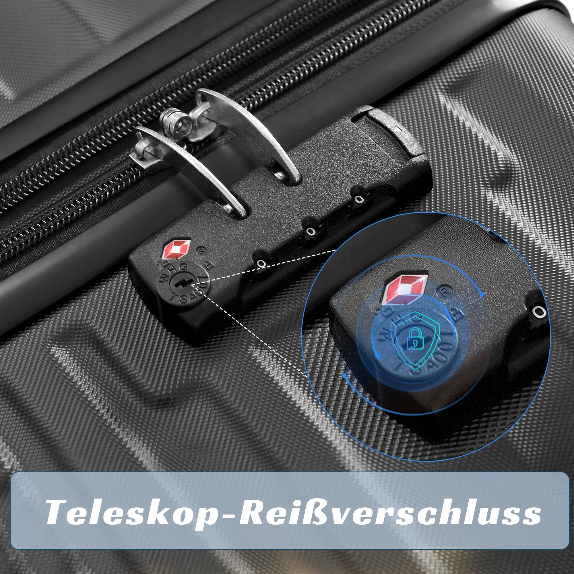 Luggage Set - Three Sizes, ABS Material, TSA Lock, Expandable, Black - Image 6
