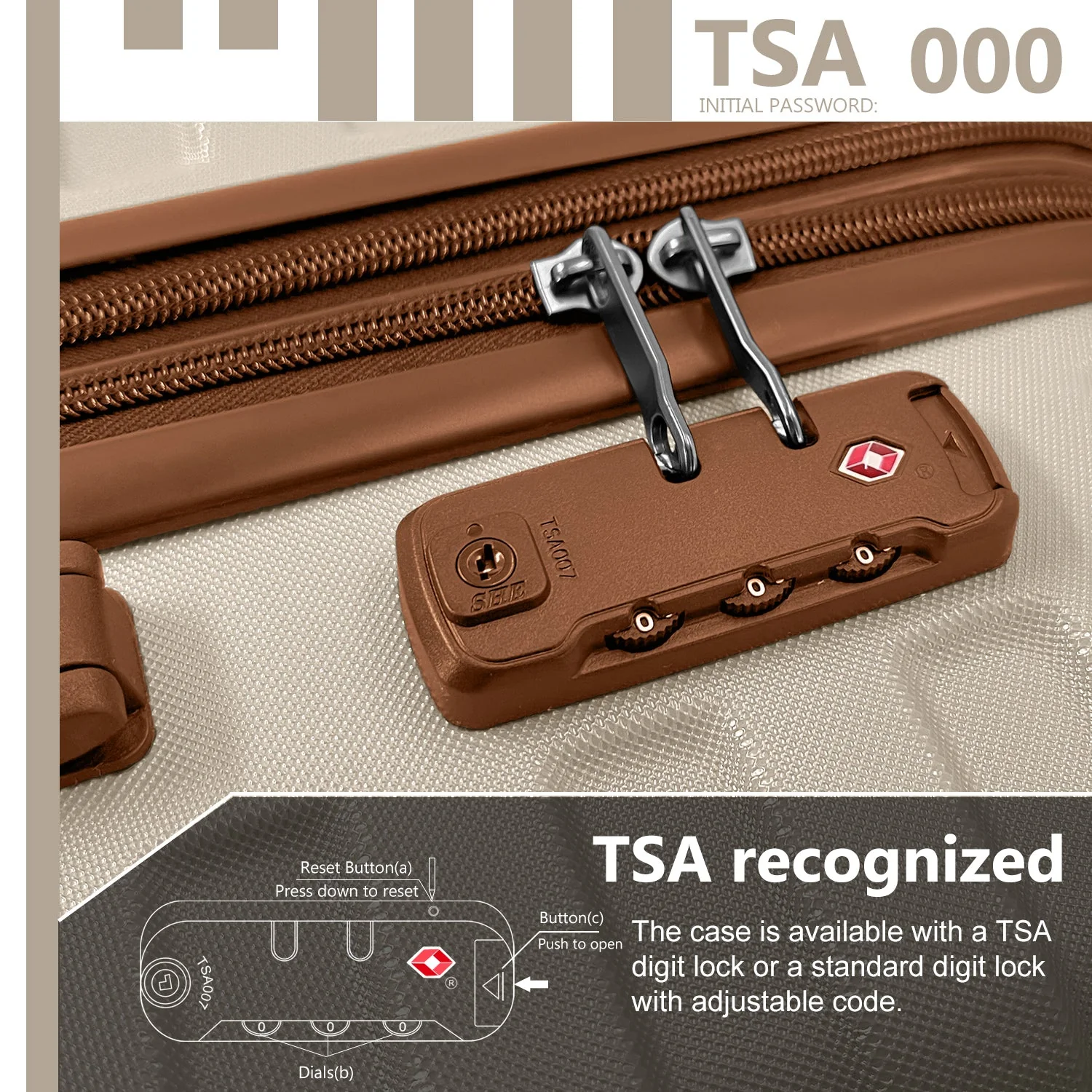 Luggage Sets 6 Piece Hardside Expandable with Spinner Wheels, Cream - Image 6