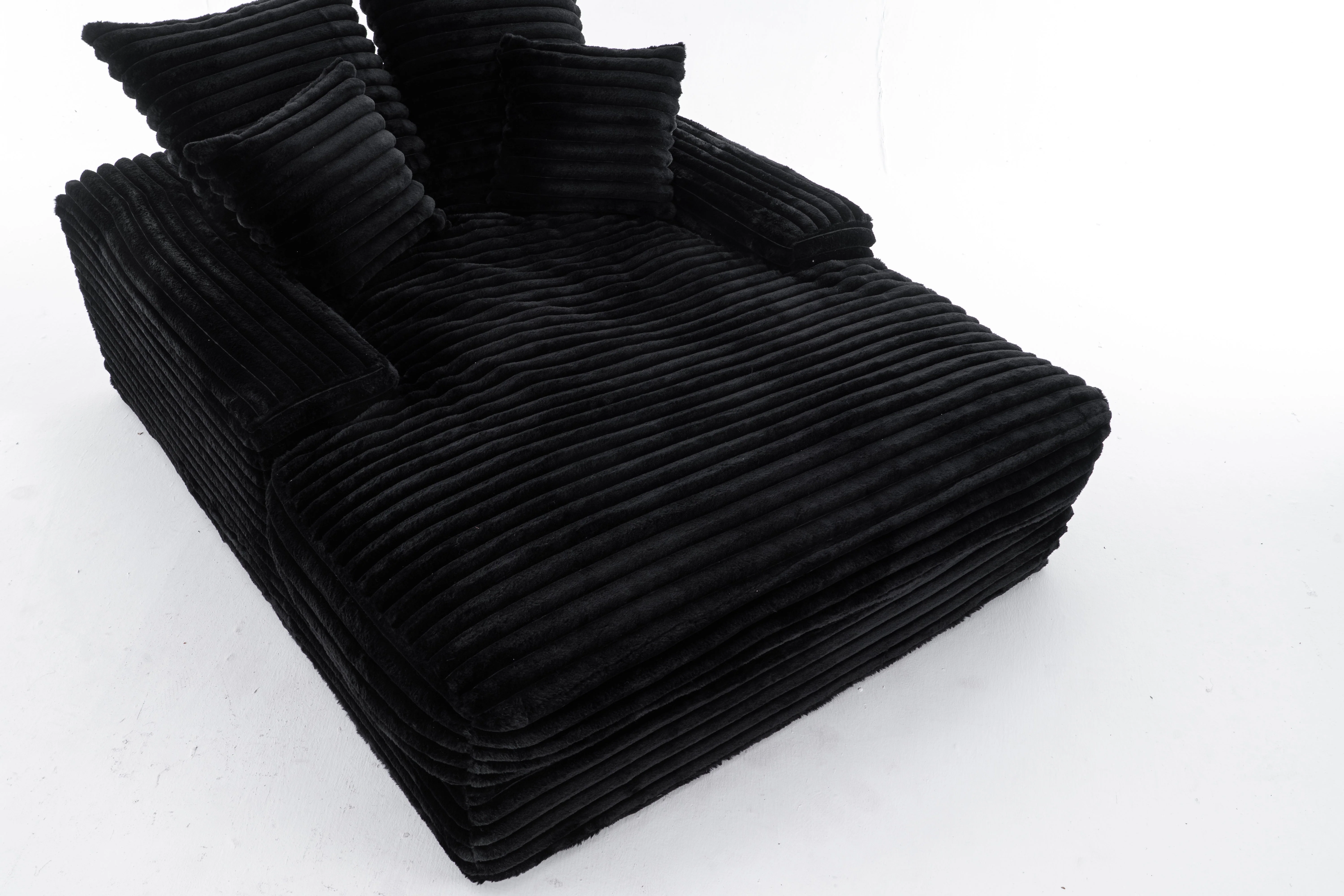 Luxury Cord Sofa, Multifunctional Sofa Bed, No Assembly, Black - Image 8