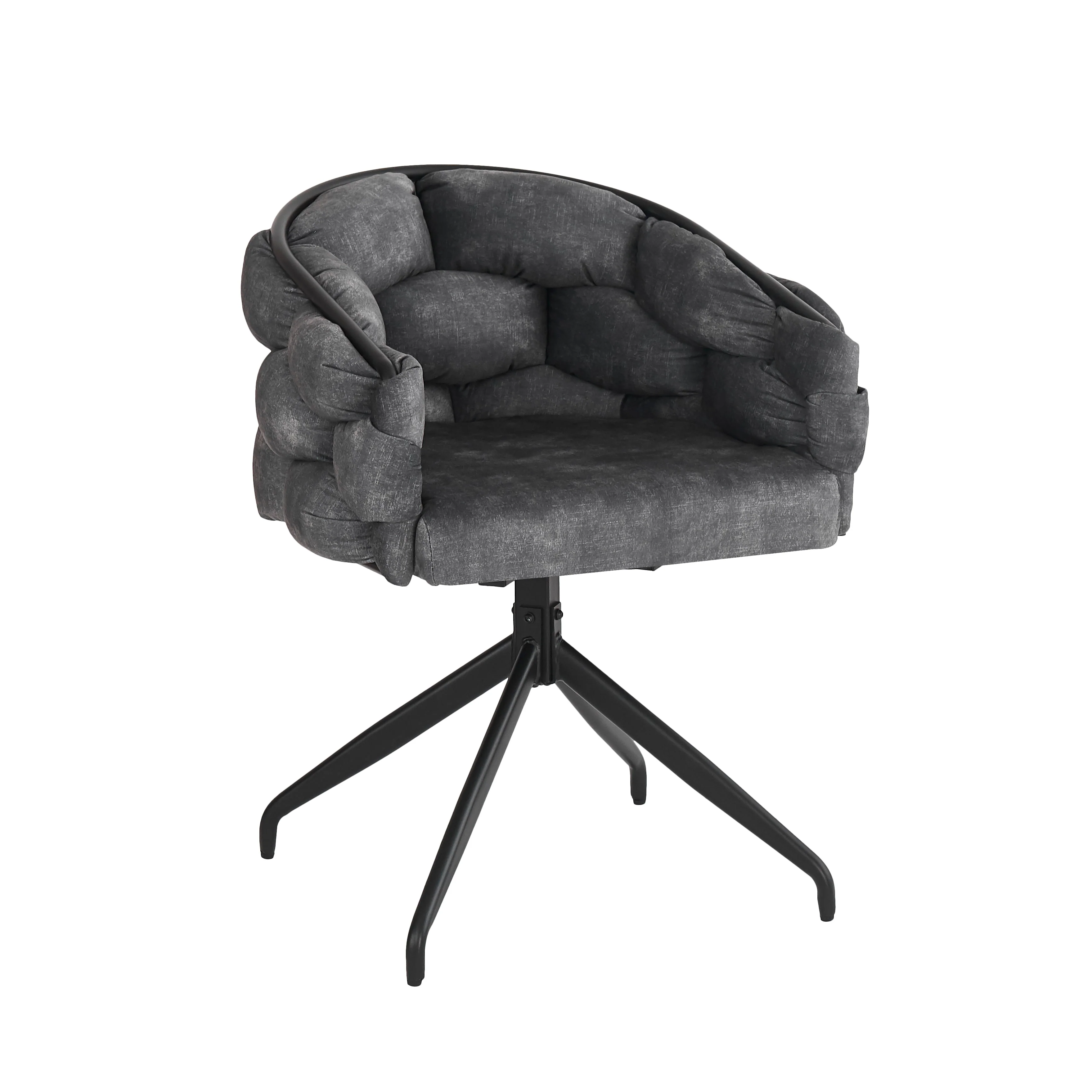 Luxury Velvet Chairs (Set of 4) 360° Swivel Ergonomic Dining Grey - Image 6