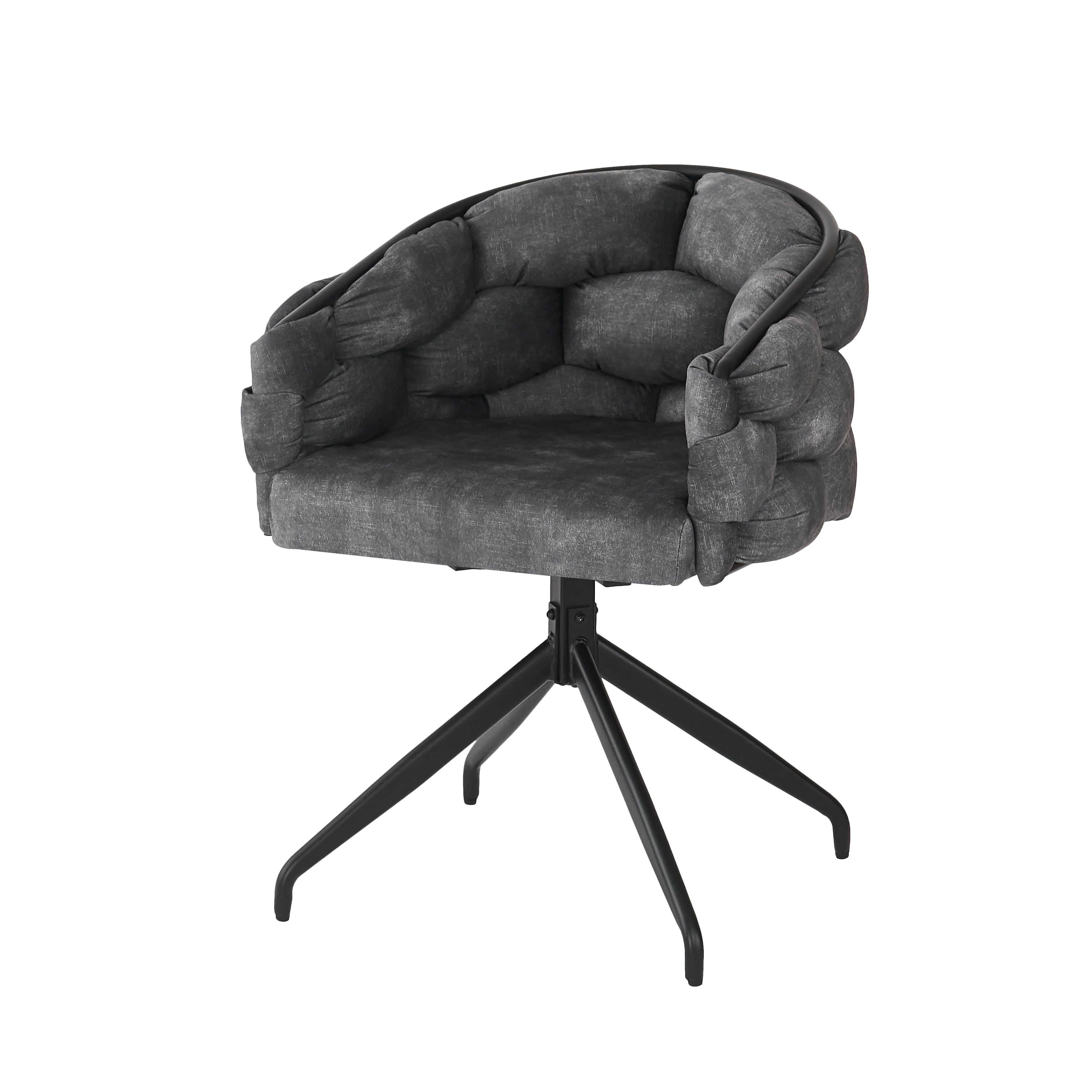 Luxury Velvet Chairs (Set of 4) 360° Swivel Ergonomic Dining Grey - Image 7