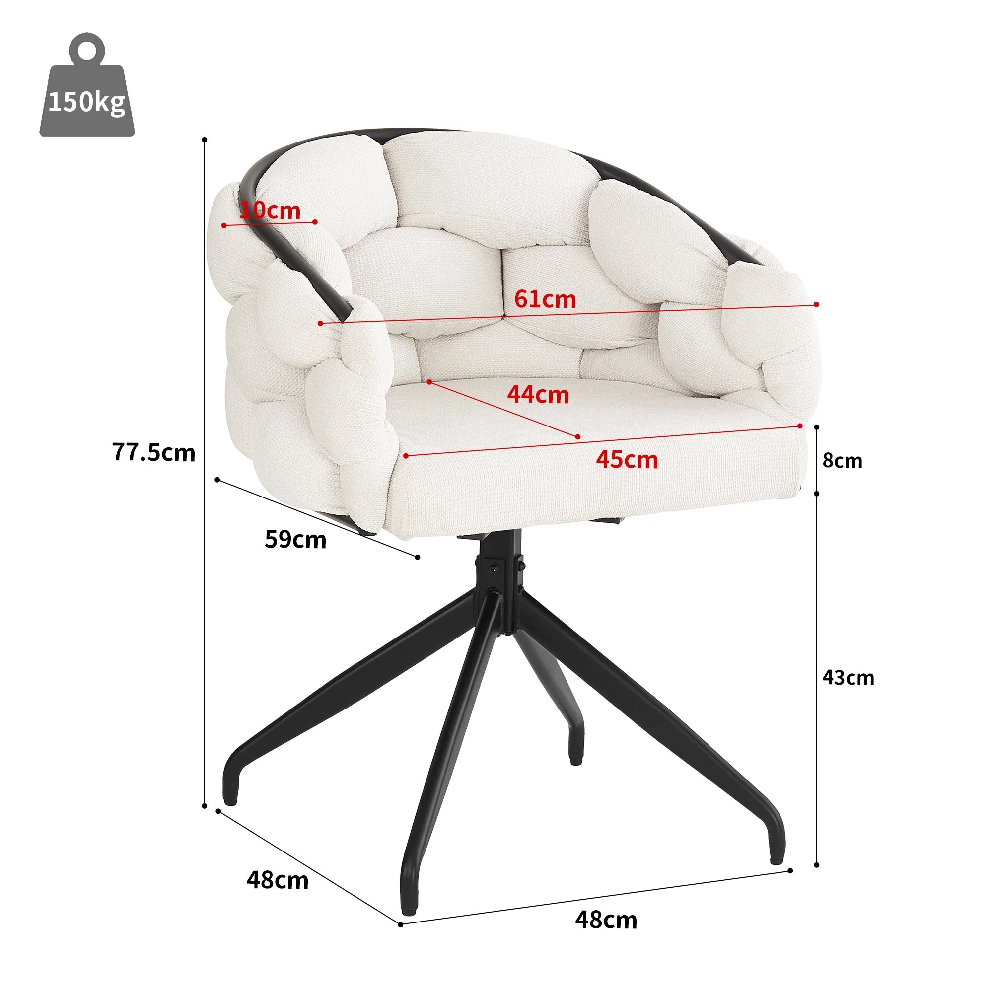Luxury Velvet Chairs Set of 6 Swivel Ergonomic - Beige - Image 4