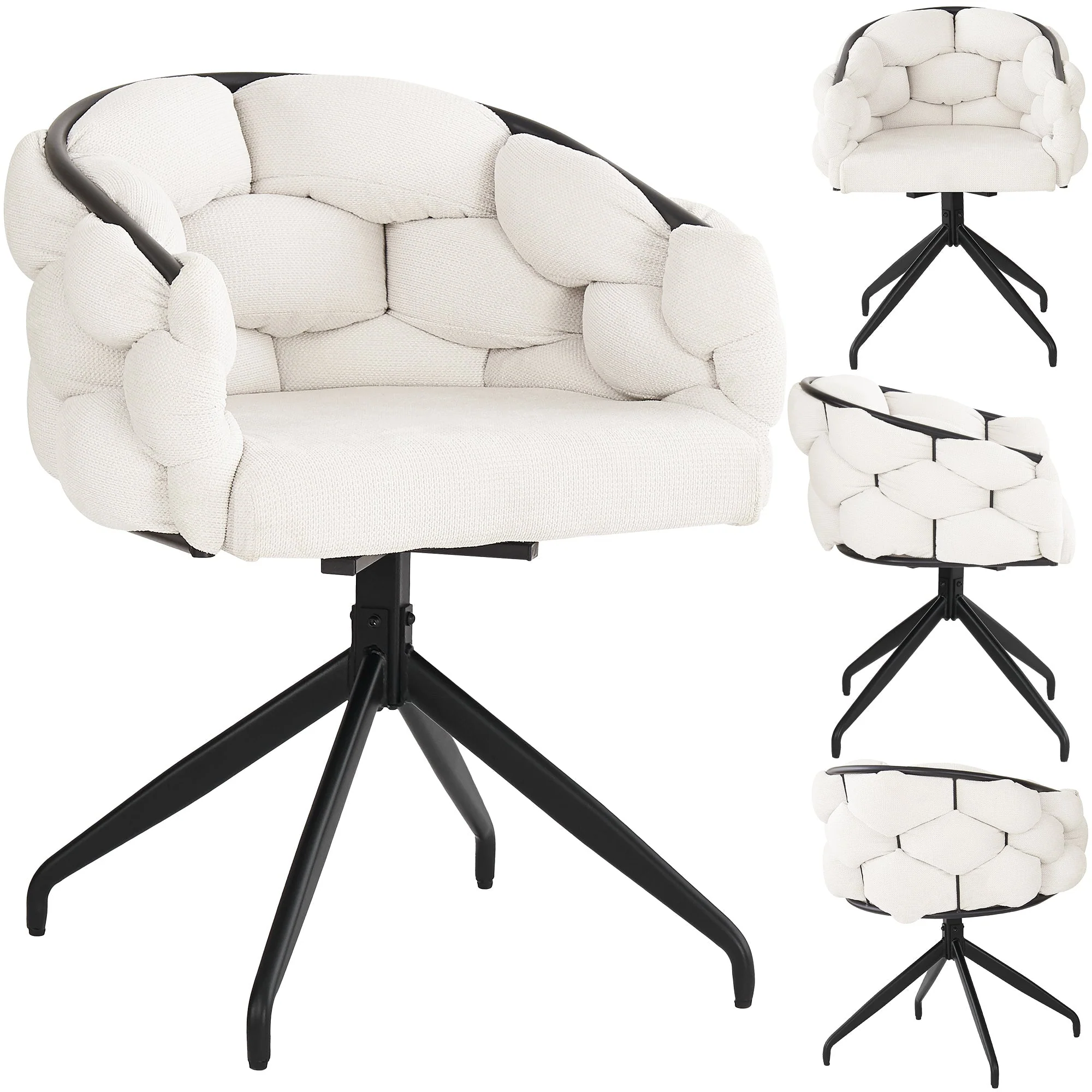 Luxury Velvet Chairs, Swivel & Ergonomic (Set of 4), Beige - Image 2