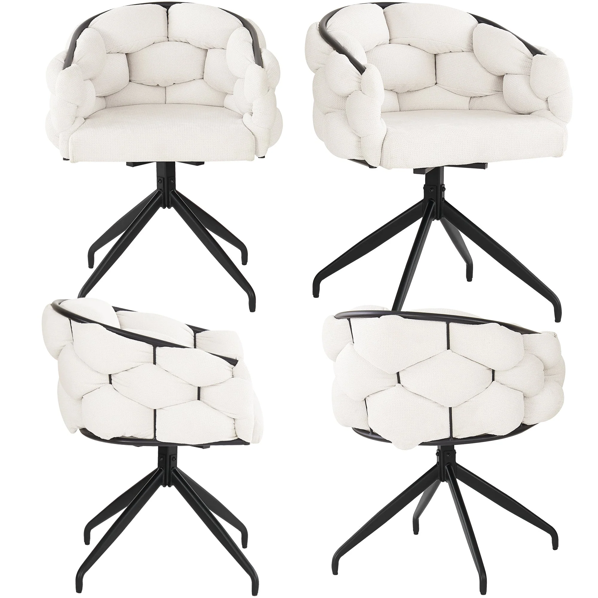 Luxury Velvet Chairs, Swivel & Ergonomic (Set of 4), Beige - Image 3