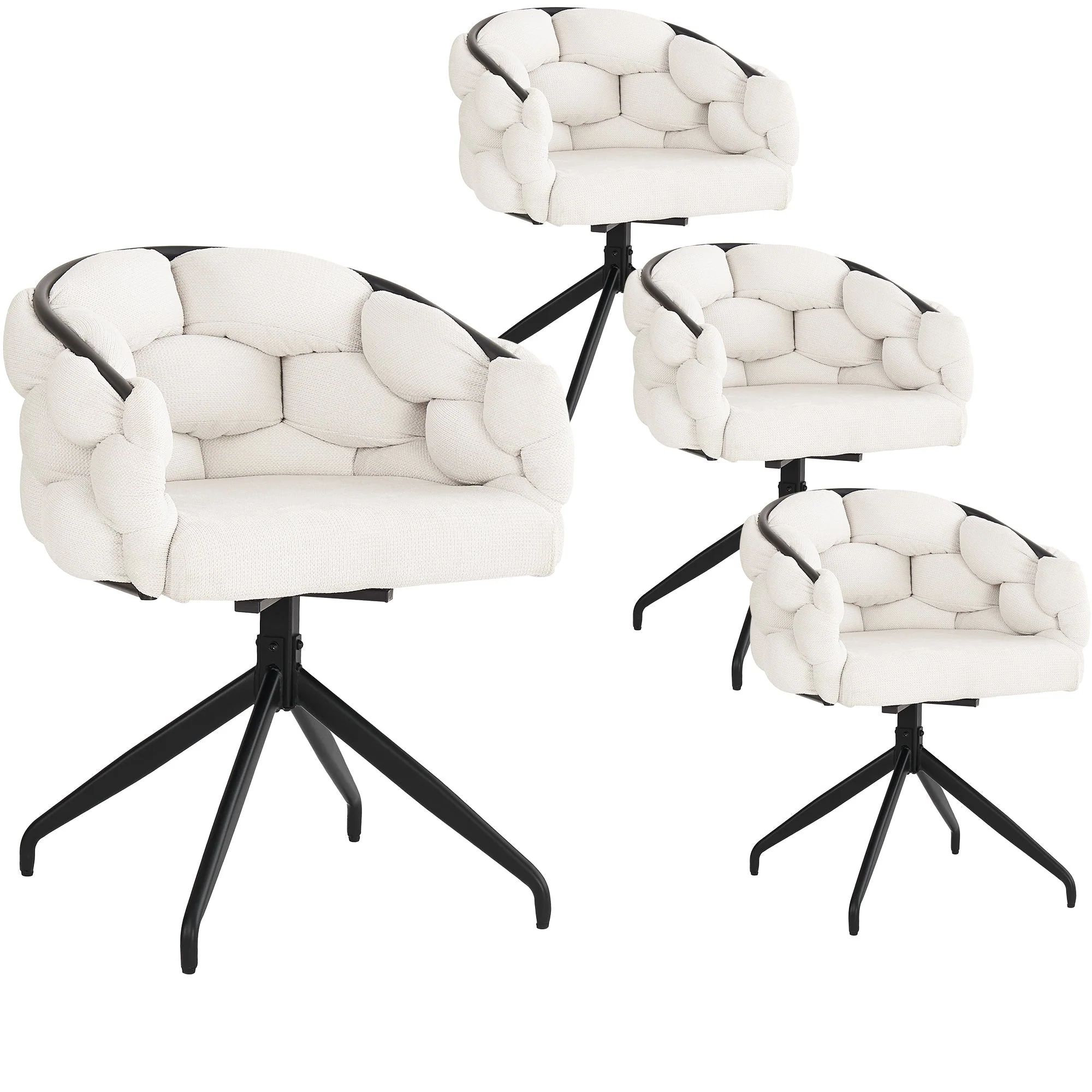Luxury Velvet Chairs, Swivel & Ergonomic (Set of 4), Beige - Image 4