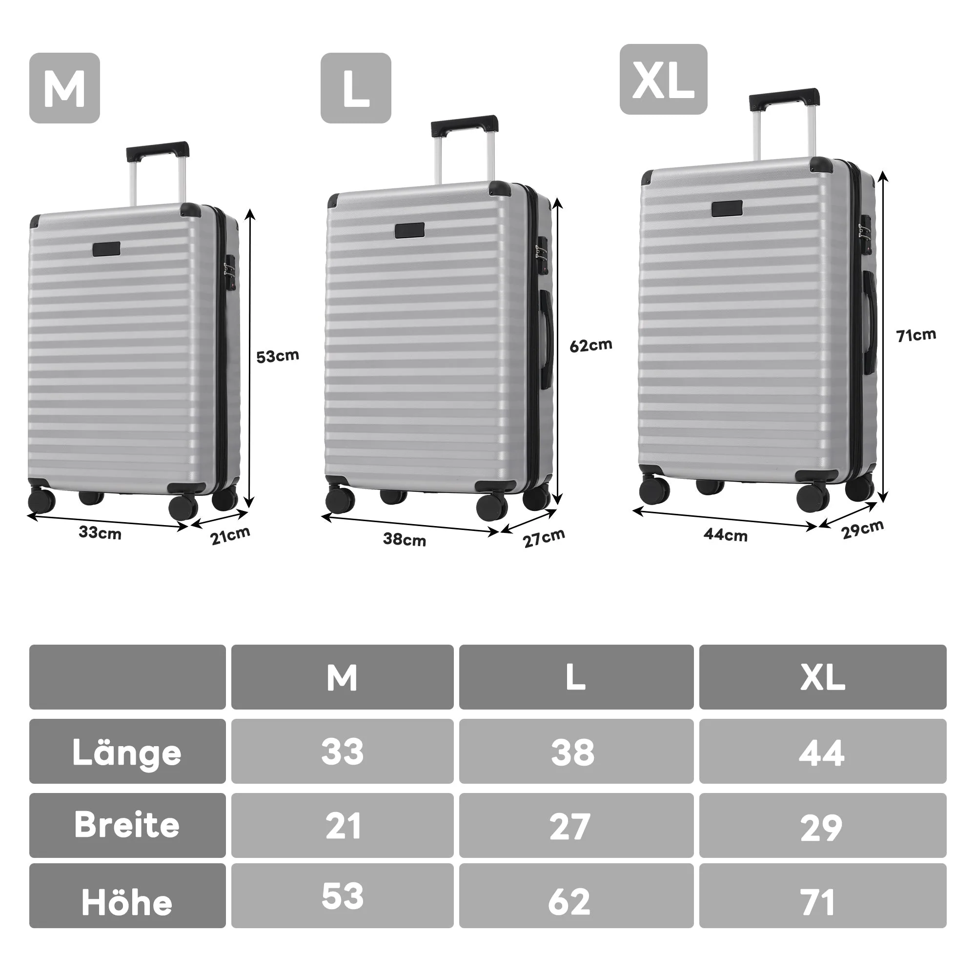 M&L&XL 3-Piece Suitcase Set - Expandable, Reinforced Corners, Cup Holder, TSA Lock, 360° Rotating Wheels, ABS Hard-Shell - Image 9