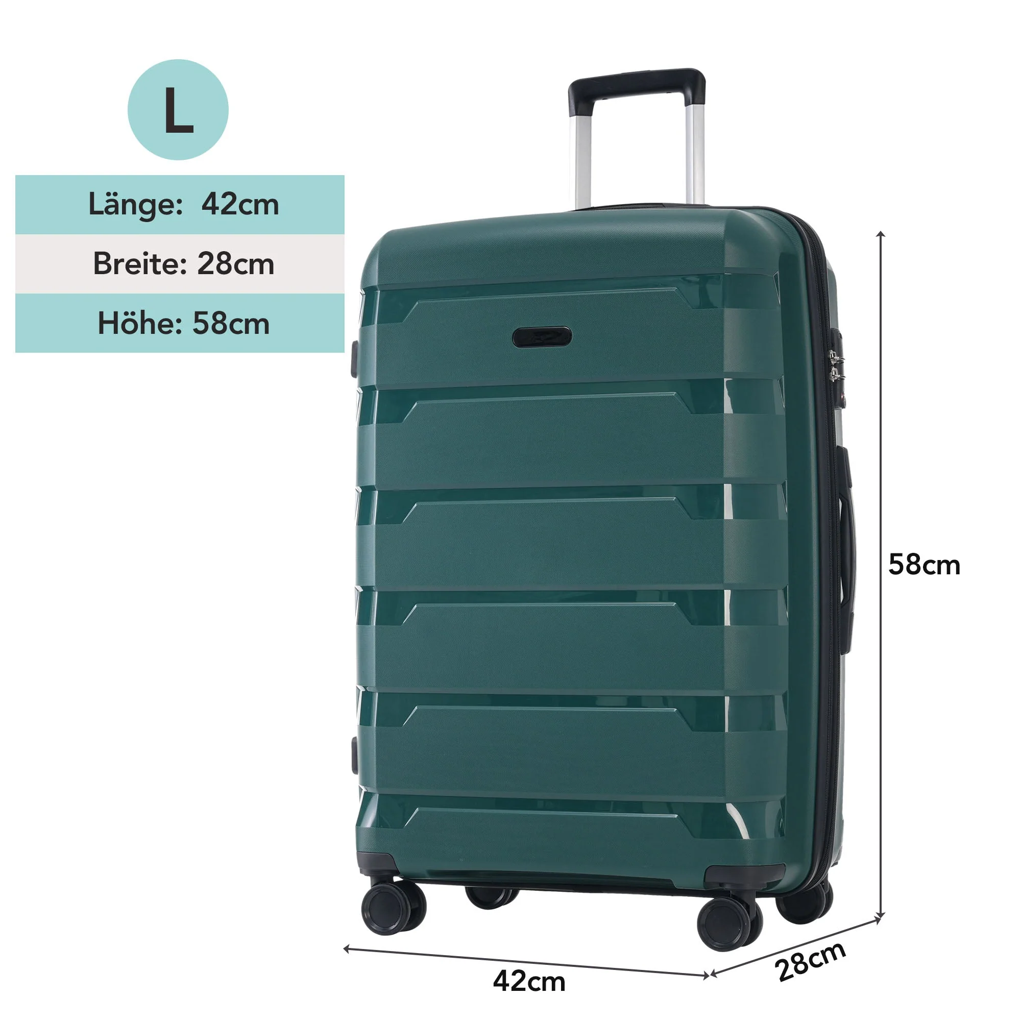 M-L-XL Suitcase, 3-Piece Set with TSA Locks & Double Wheels, PP Material - Image 7