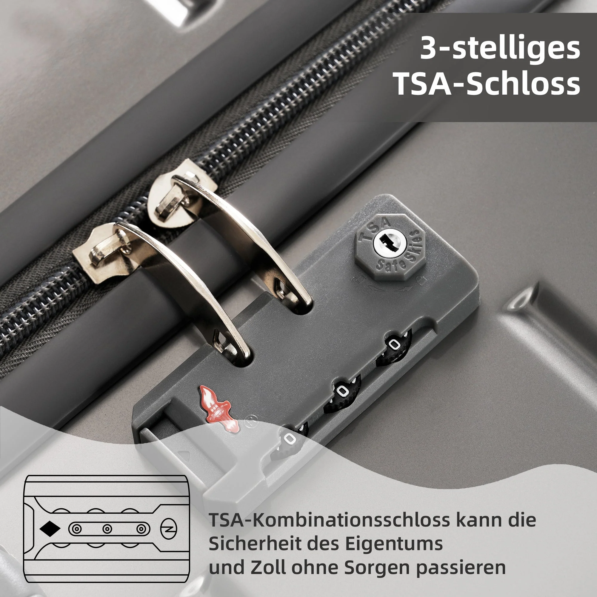 M-L-XL Suitcase Set (20"&24"&28") with Double 360° Swivel Wheels, TSA Lock, ABS+PC Material - Image 4