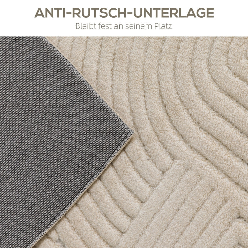 Machine-Woven Rug, 15mm High, Non-Slip, Cream White - Image 12