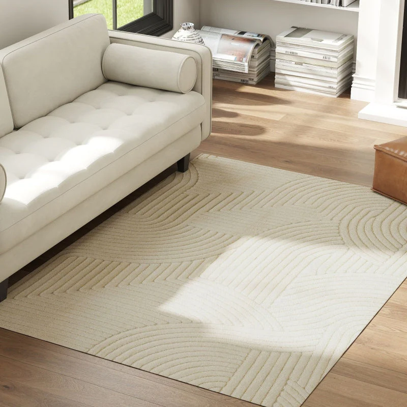 Machine-Woven Rug, 15mm High, Non-Slip, Cream White - Image 15