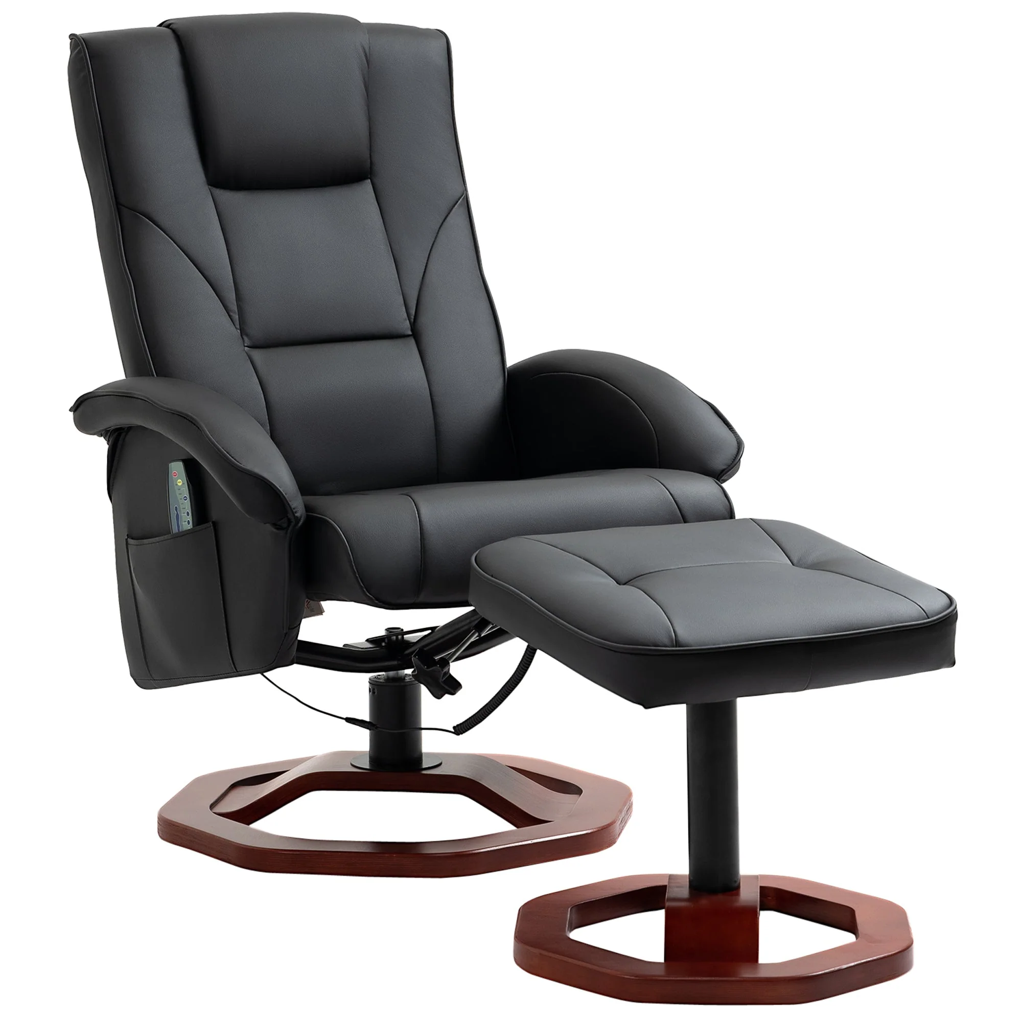 Massage Chair/Lounger, 360° Swivel Recliner with Footrest, Faux Leather - Image 2