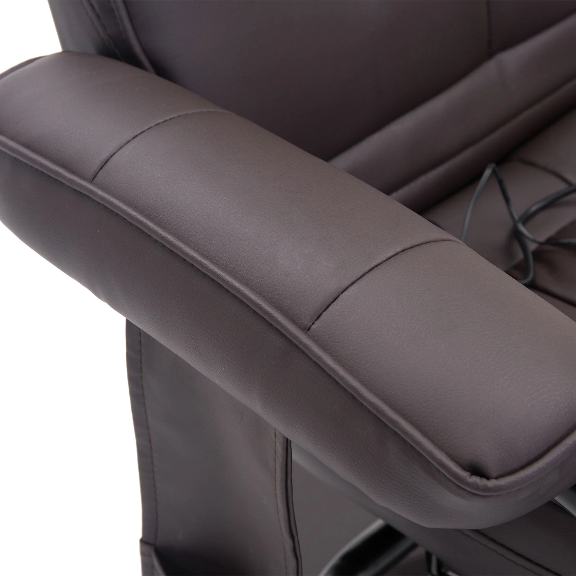 Massage Chair with Footstool Swivel Electric Recliner Remote Control, Faux Leather Brown - Image 7