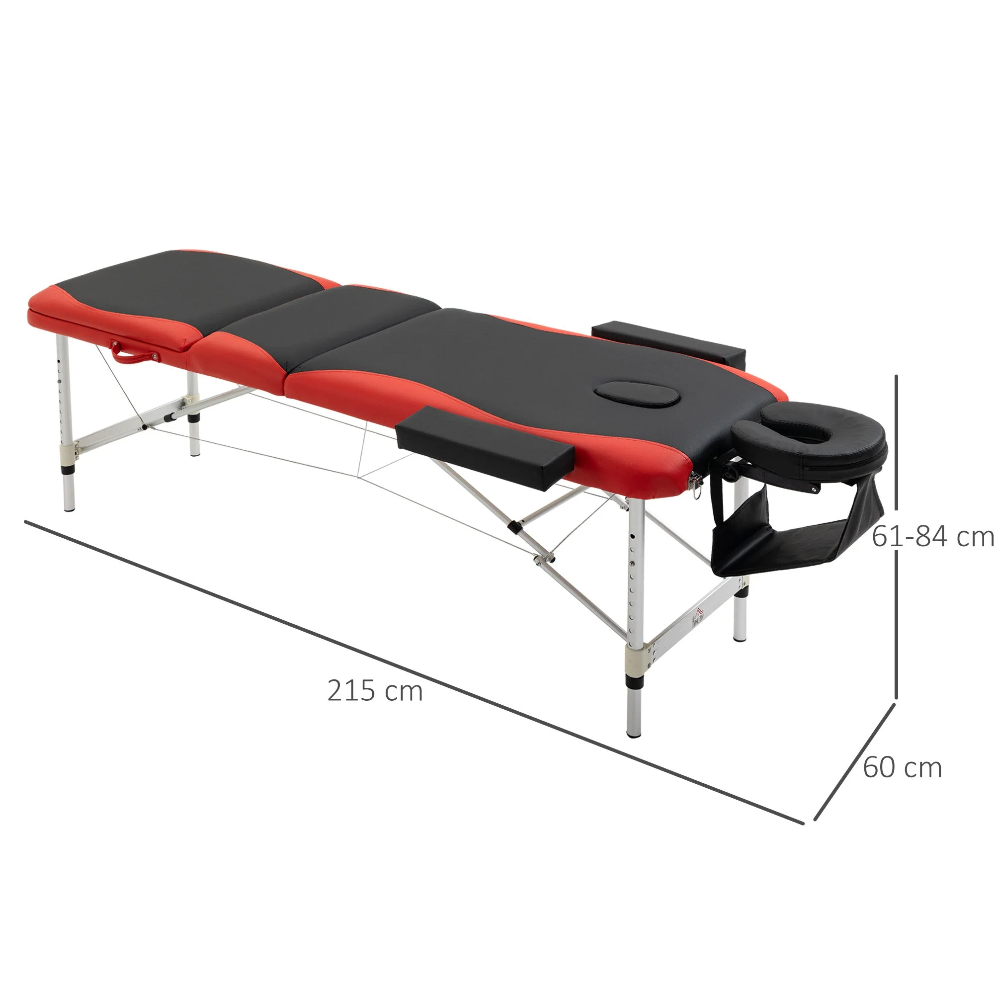 Massage Table Foldable Height-Adjustable 215x60cm Aluminum & Foam - Image 3