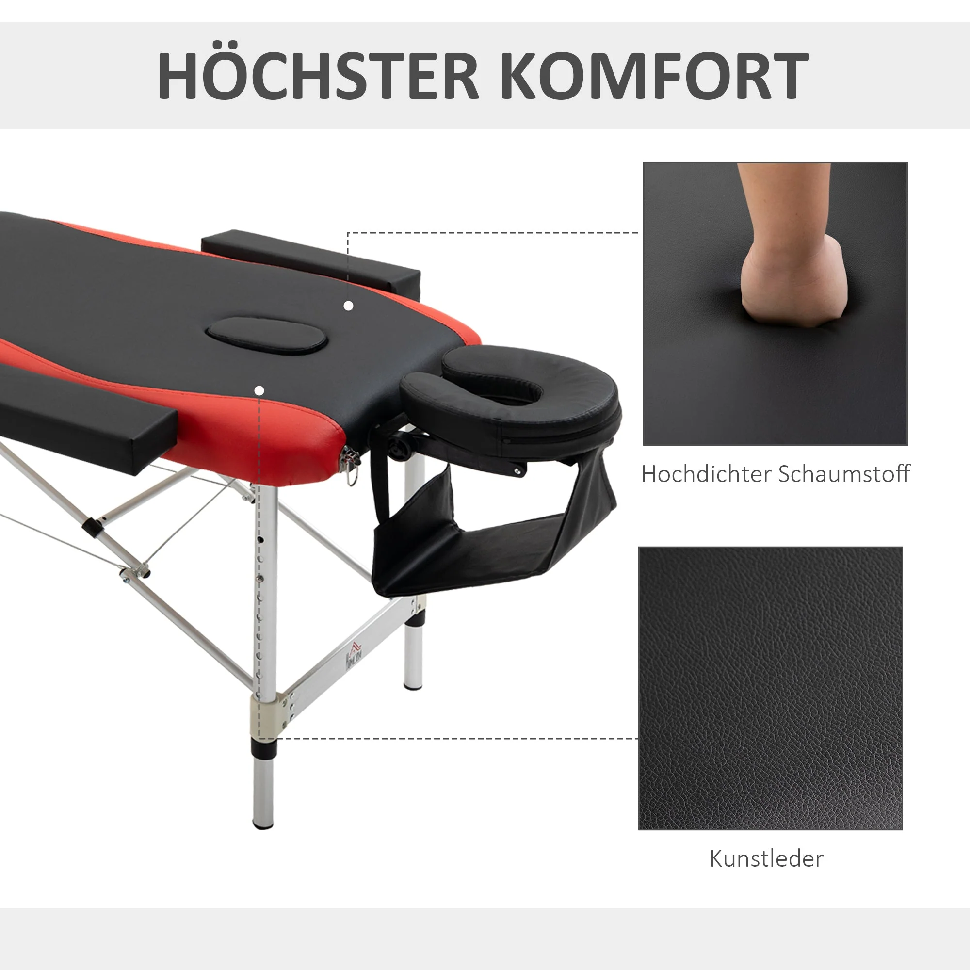 Massage Table Foldable Height-Adjustable 215x60cm Aluminum & Foam - Image 6