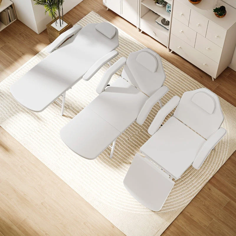 Massage Table, Folding Portable, Faux Leather, White - Image 8