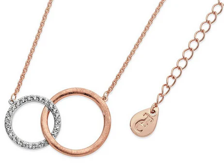 Matt & Pave Circle Pendant - RG & Silver