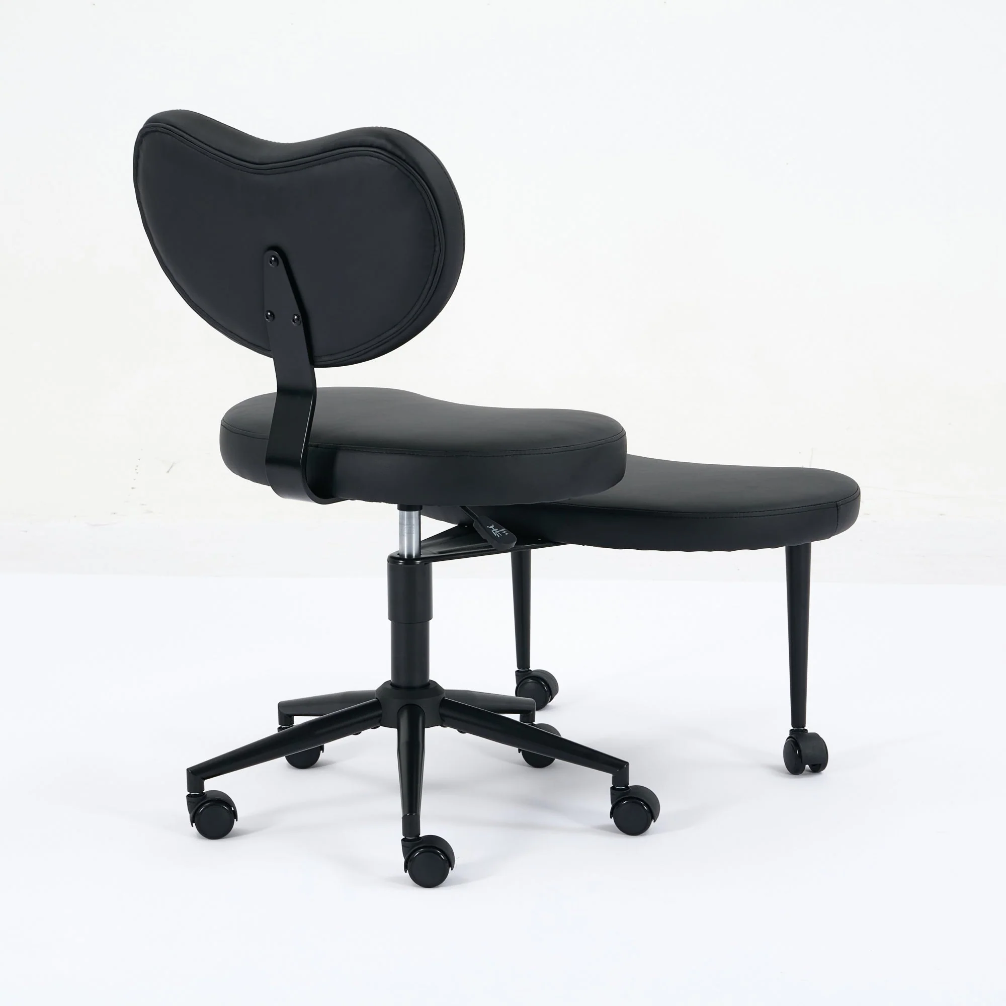 Meditation Chair Plus, Cross Legged Desk Chair with Wheels and Lumbar Support, Black PU - Image 7