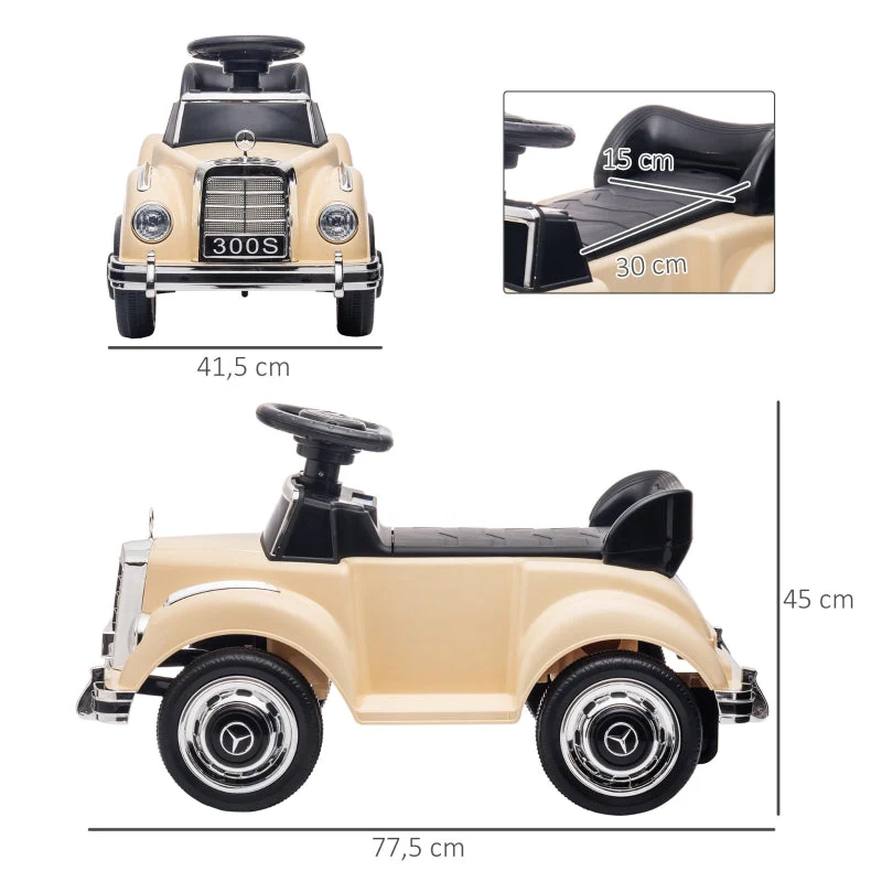 Mercedes Benz Design 300 S Ride-On Toy Car, Beige - Image 3