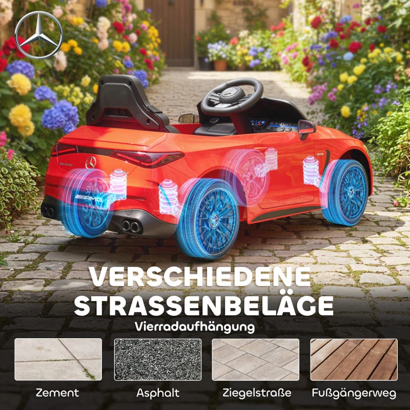 Mercedes Design Kids Electric Car with 12V Motor and Remote Control, Red - Image 6