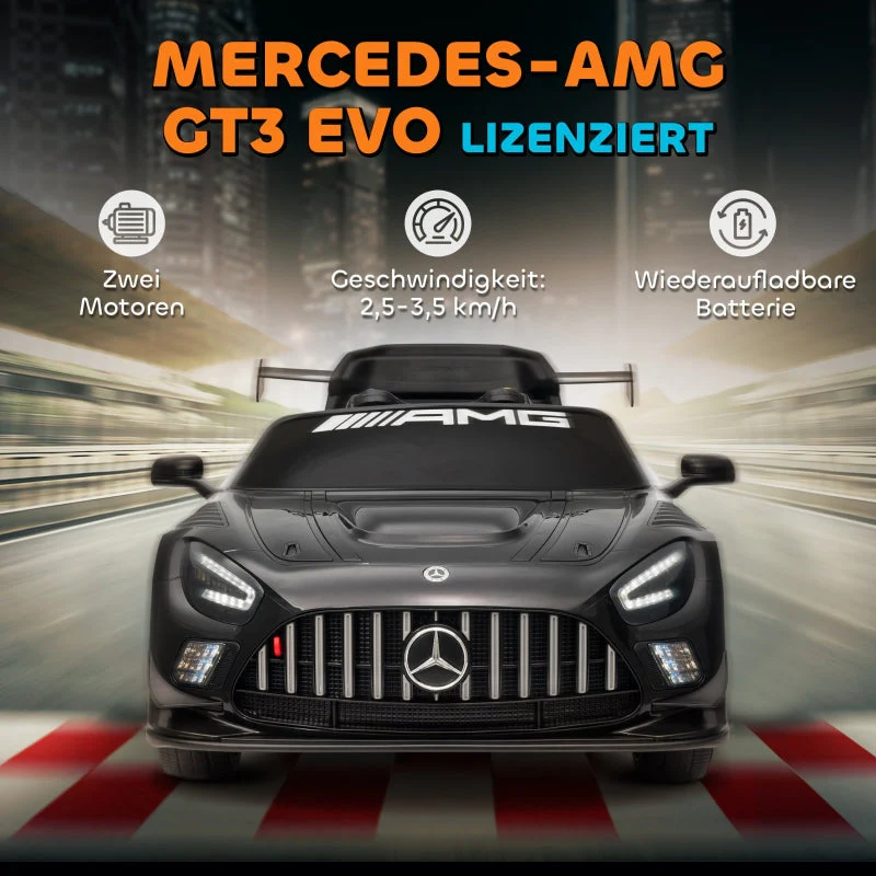 Mercedes Electric Ride-On Car with 12V Battery and LED Lights, Black - Image 4