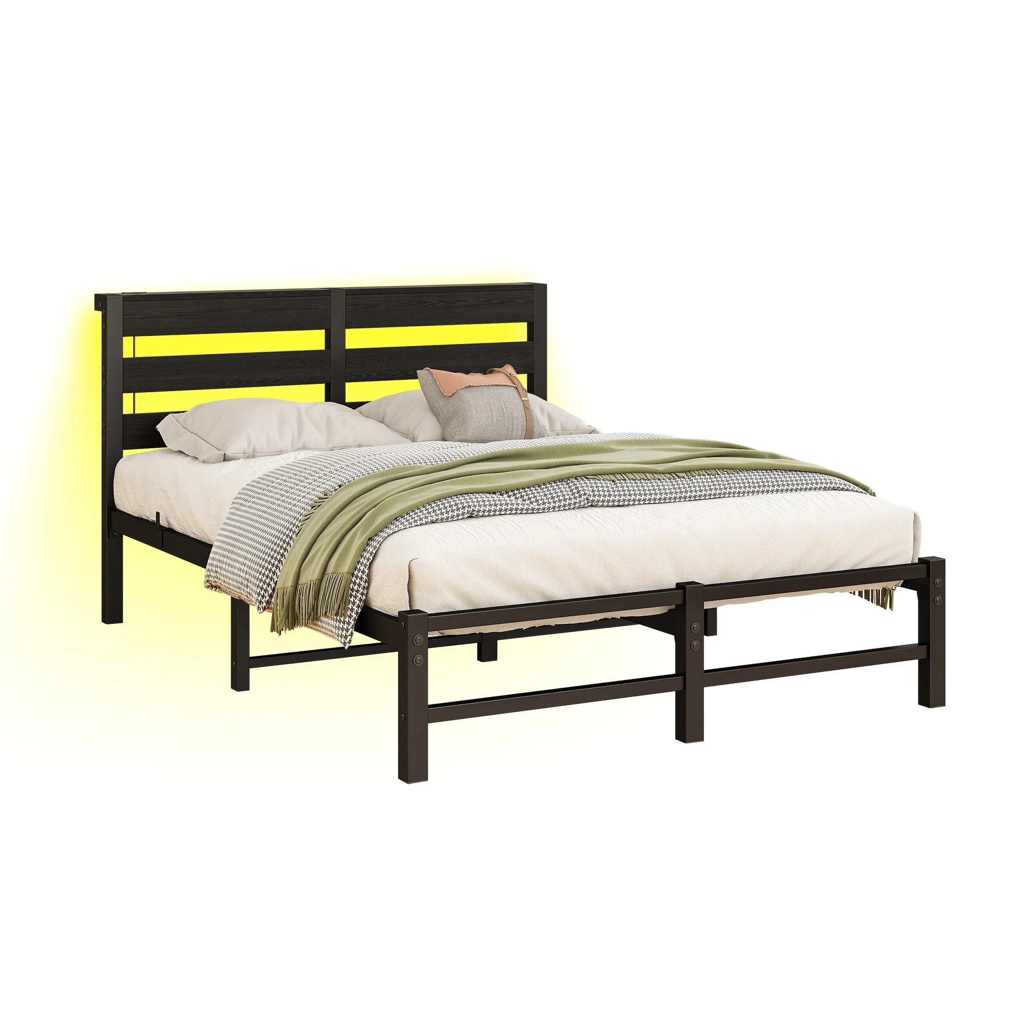Metal Bed 120x200 LED USB Charging Under-Bed Storage - Metal - Image 9