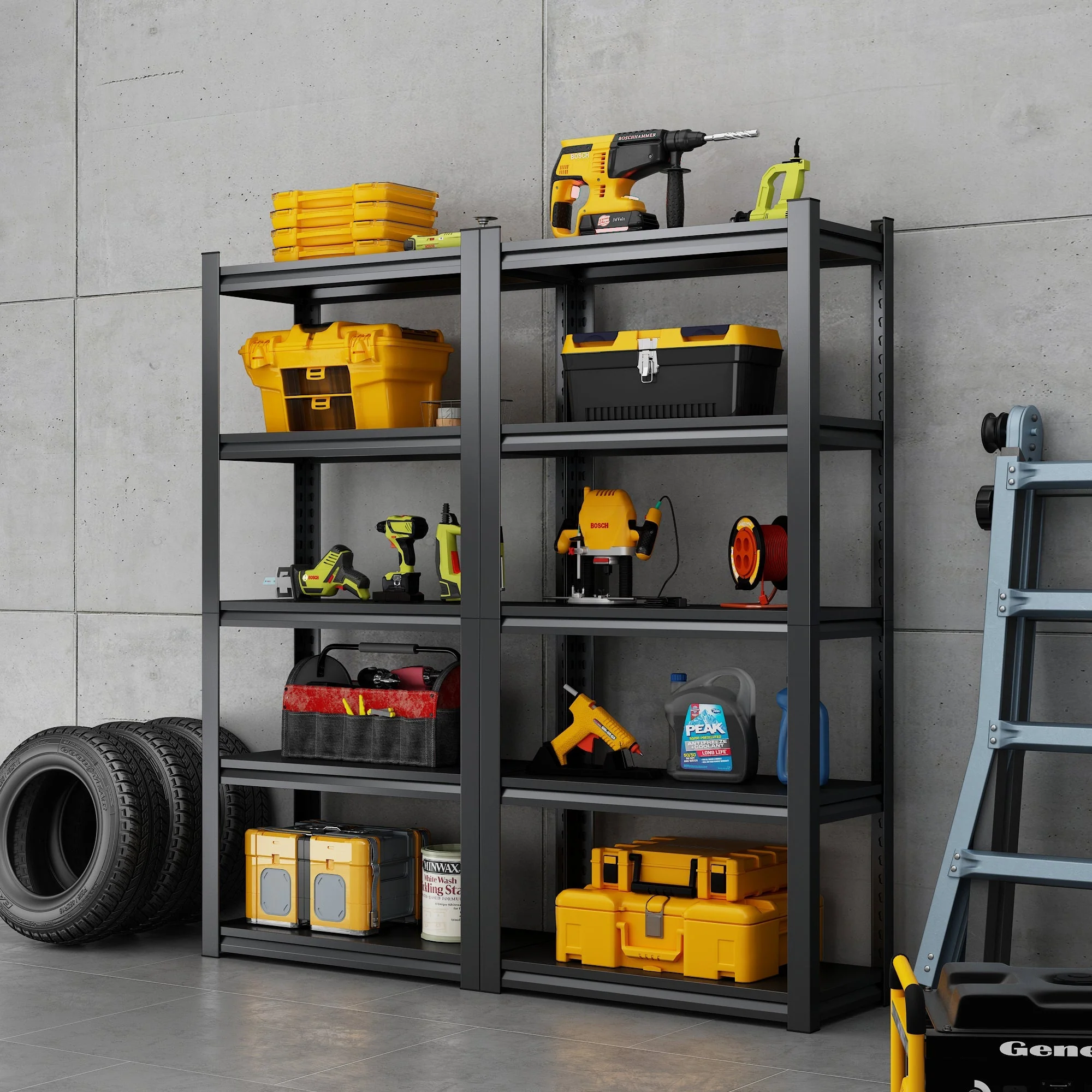Metal Shelving Unit 5-Tier 160cm H Adjustable 650kg Load - Steel - Image 10