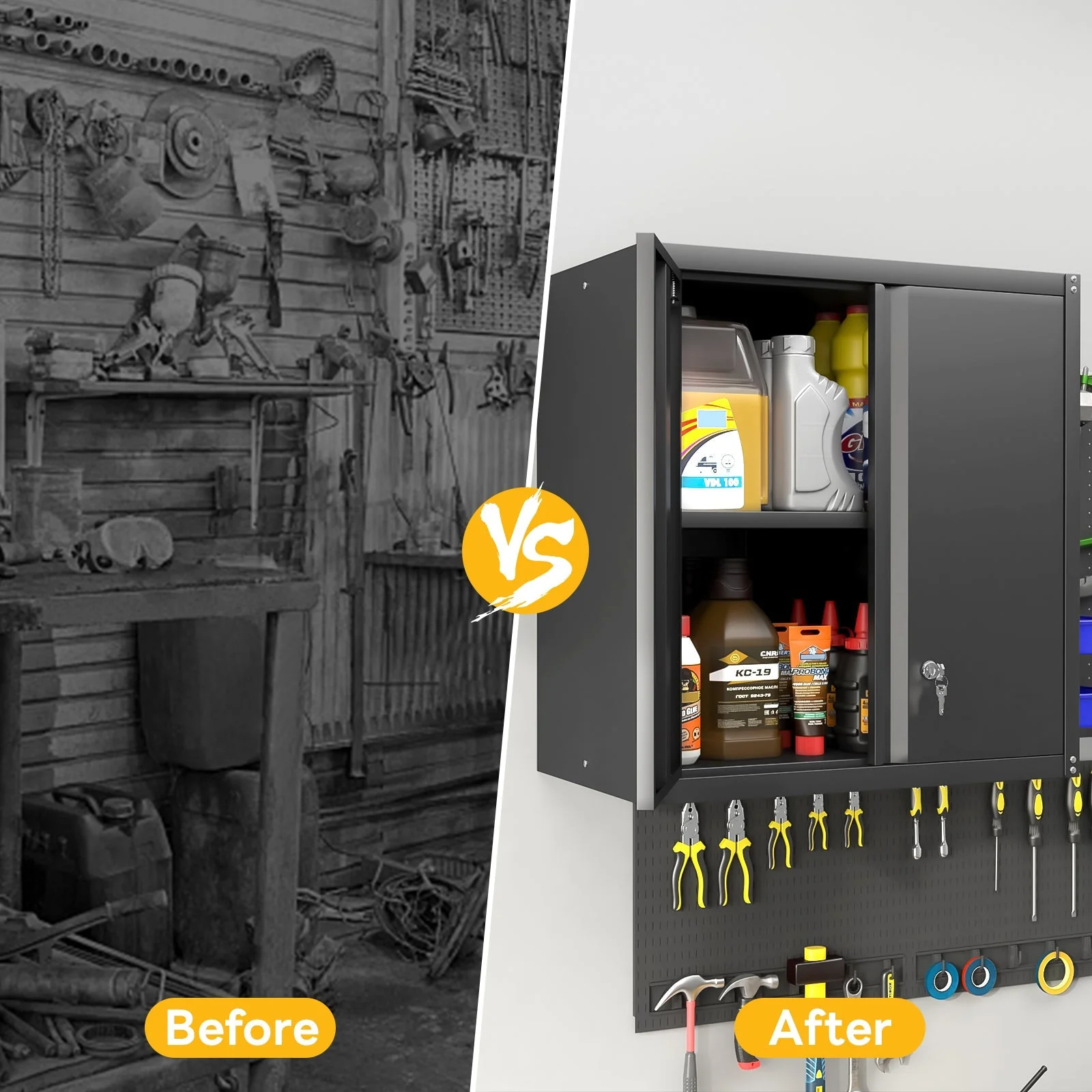 Metal Storage Cabinet 2-Door Adjustable Shelves - Steel - Image 10