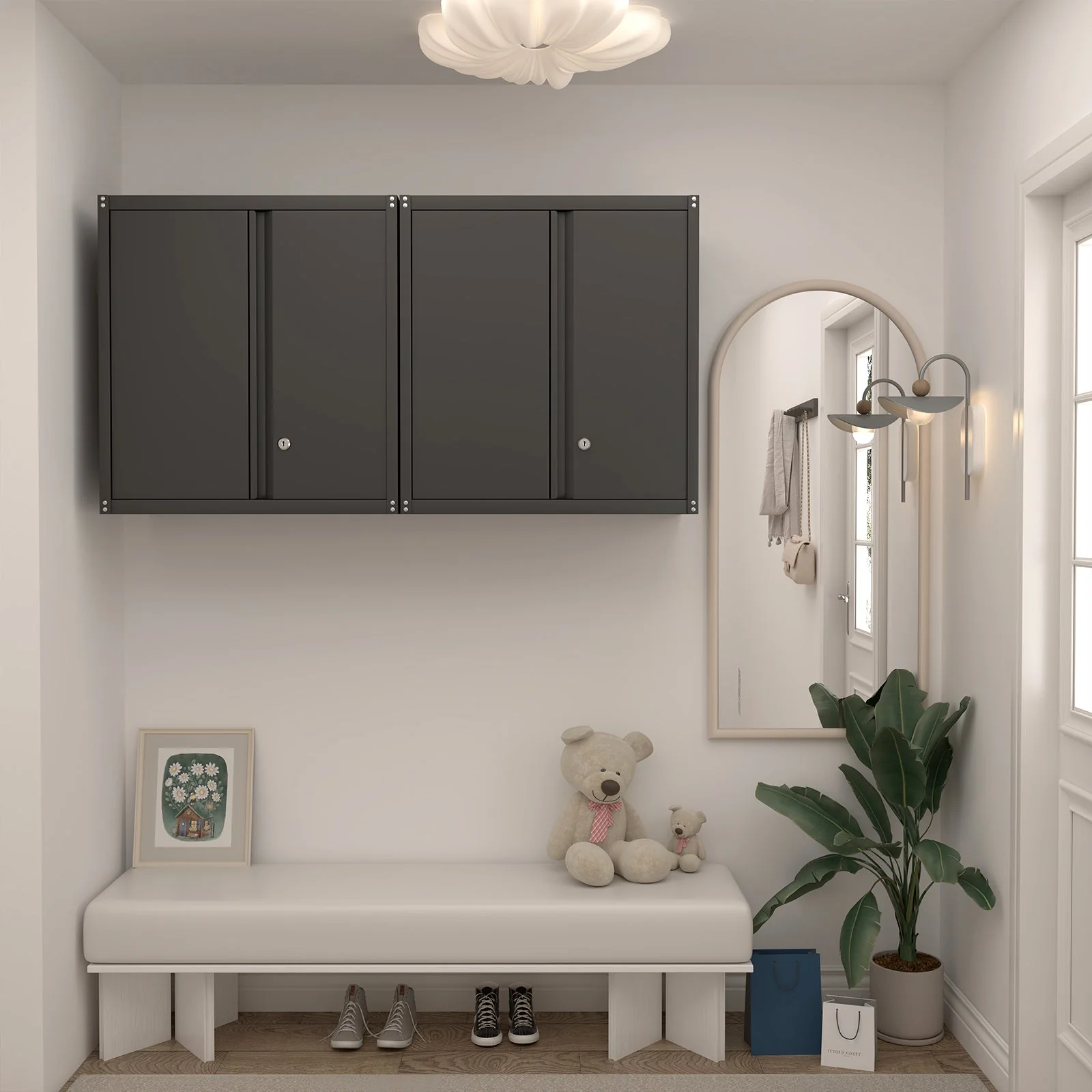 Metal Storage Cabinet 2-Door Adjustable Shelves - Steel - Image 6