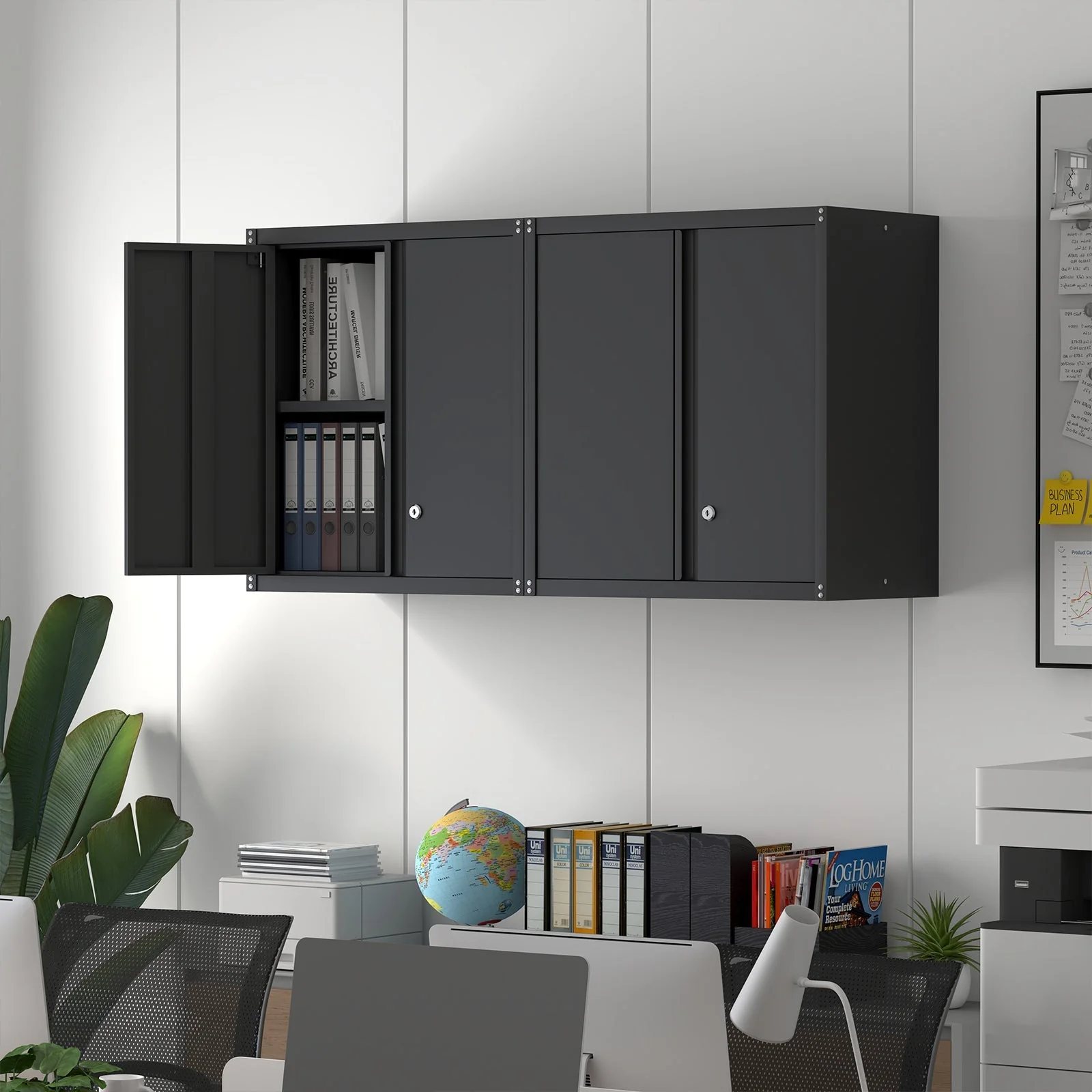 Metal Storage Cabinet 2-Door Adjustable Shelves - Steel - Image 7