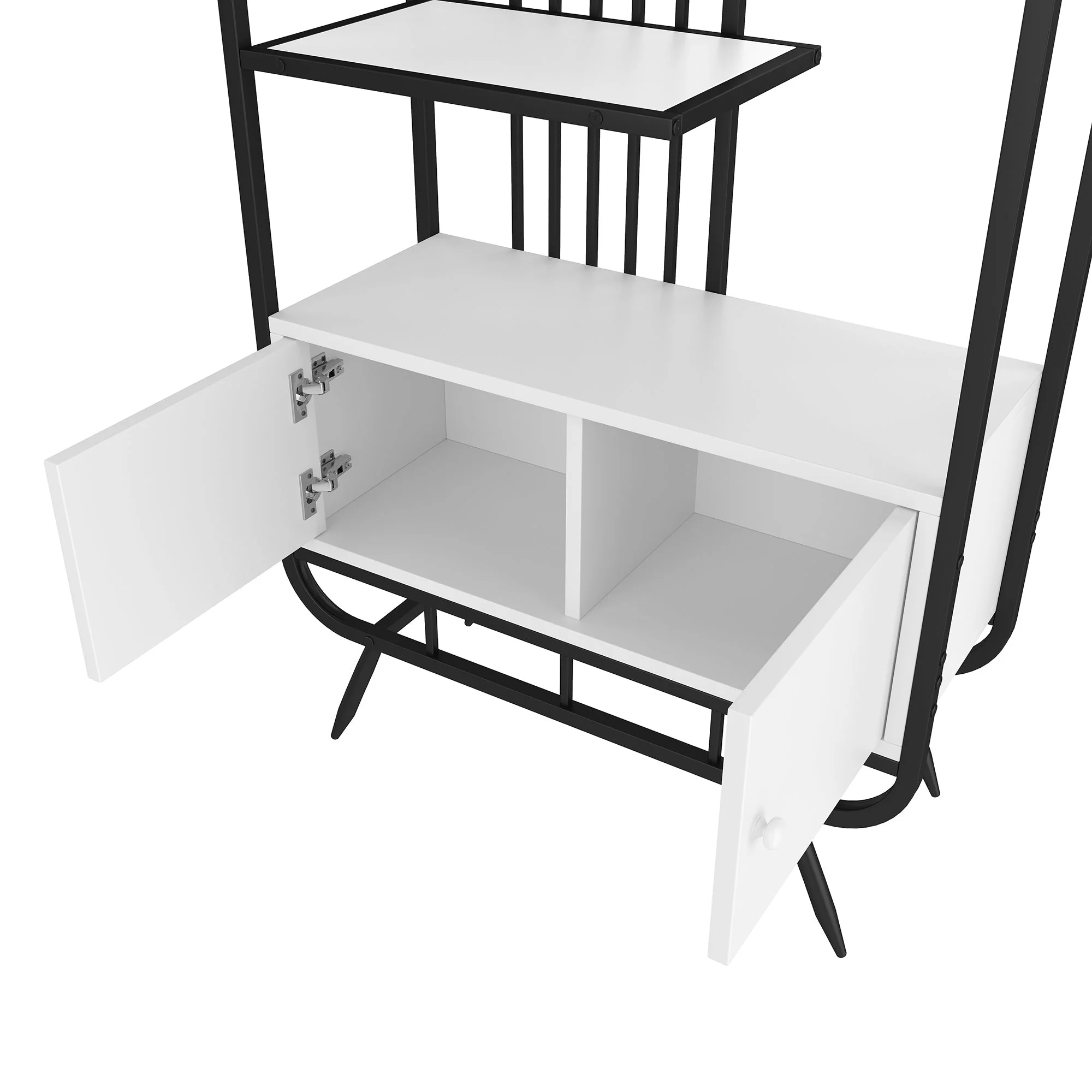 Metal Storage Cabinet 80x30x180cm Double Door 3 Shelves - White/Black - Image 9