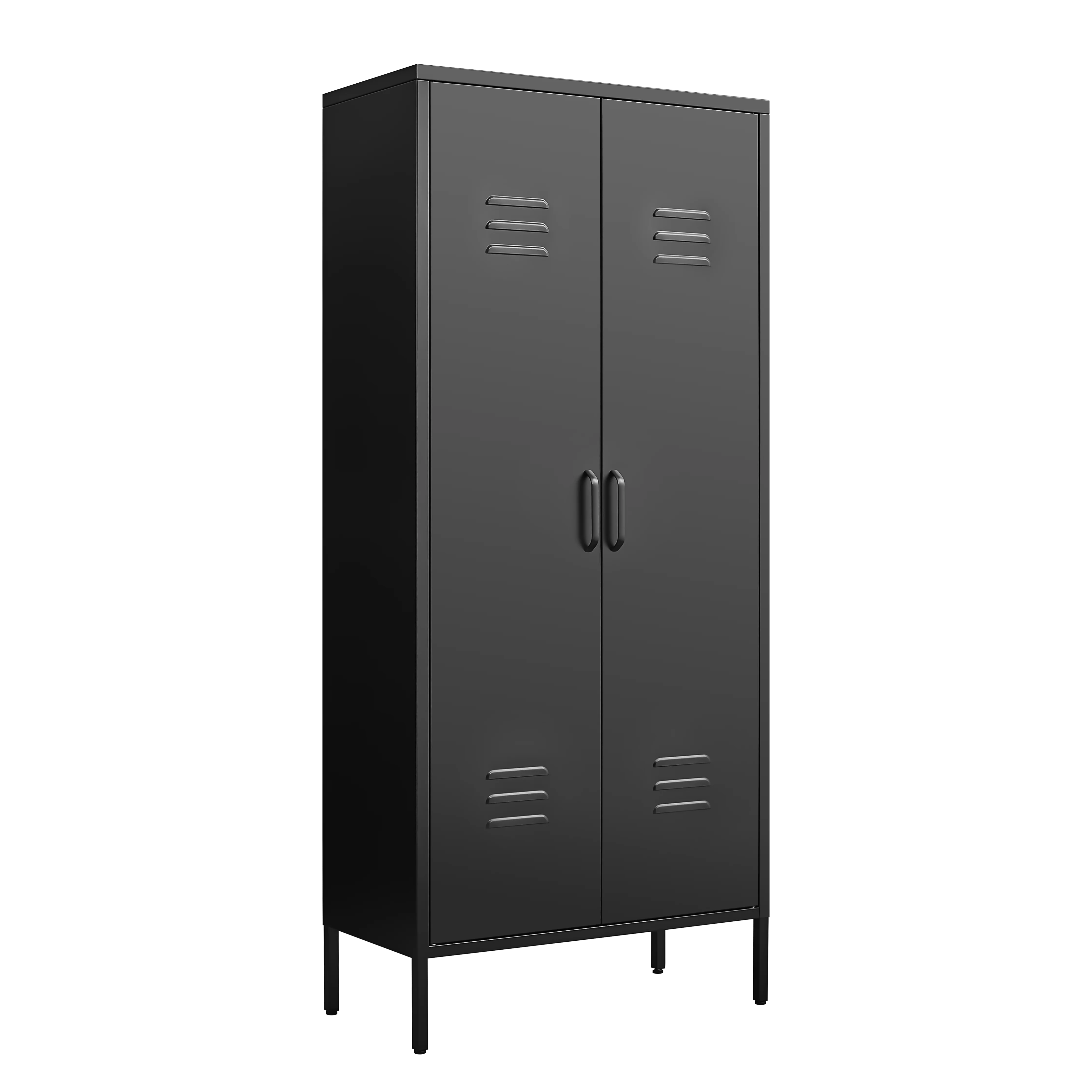 Metal Storage Cabinet with Doors and Adjustable Shelves, Black Metal - Image 7