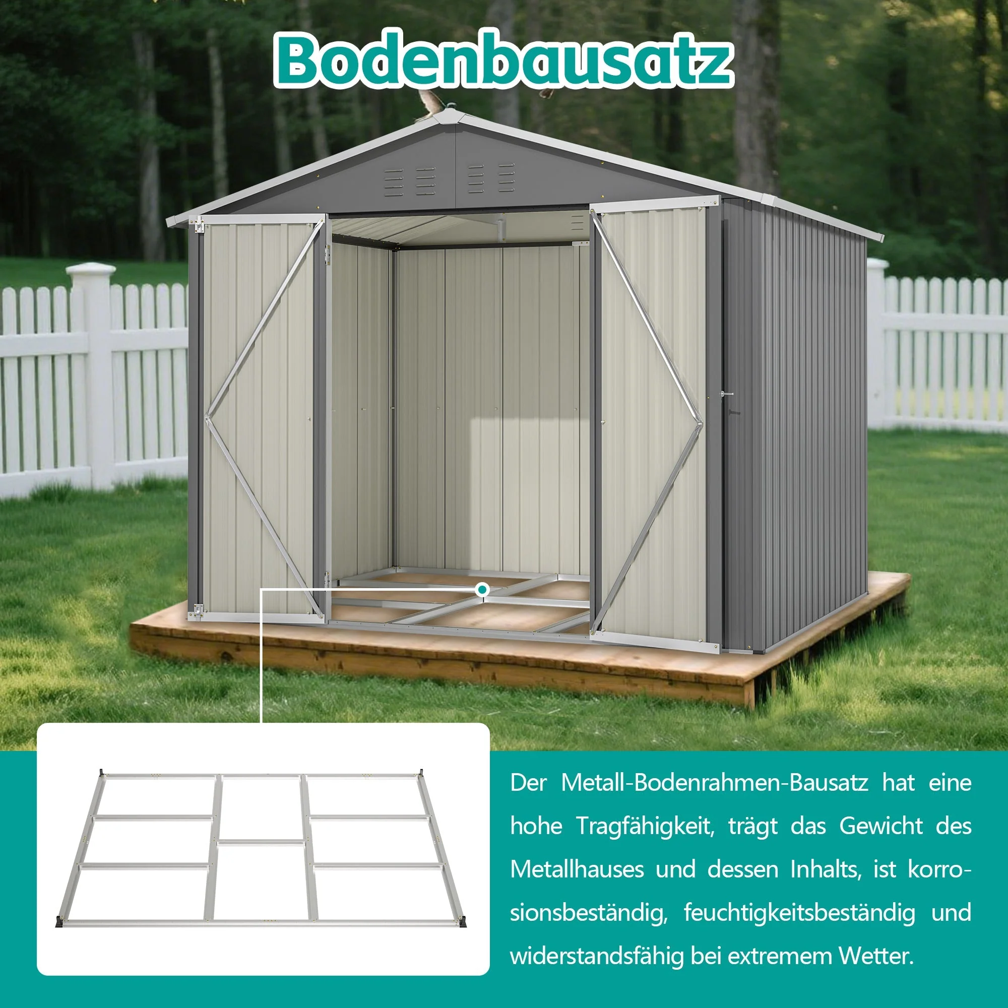 Metal Tool Shed, 8x6FT Folding Door, Anthracite Grey - Image 8