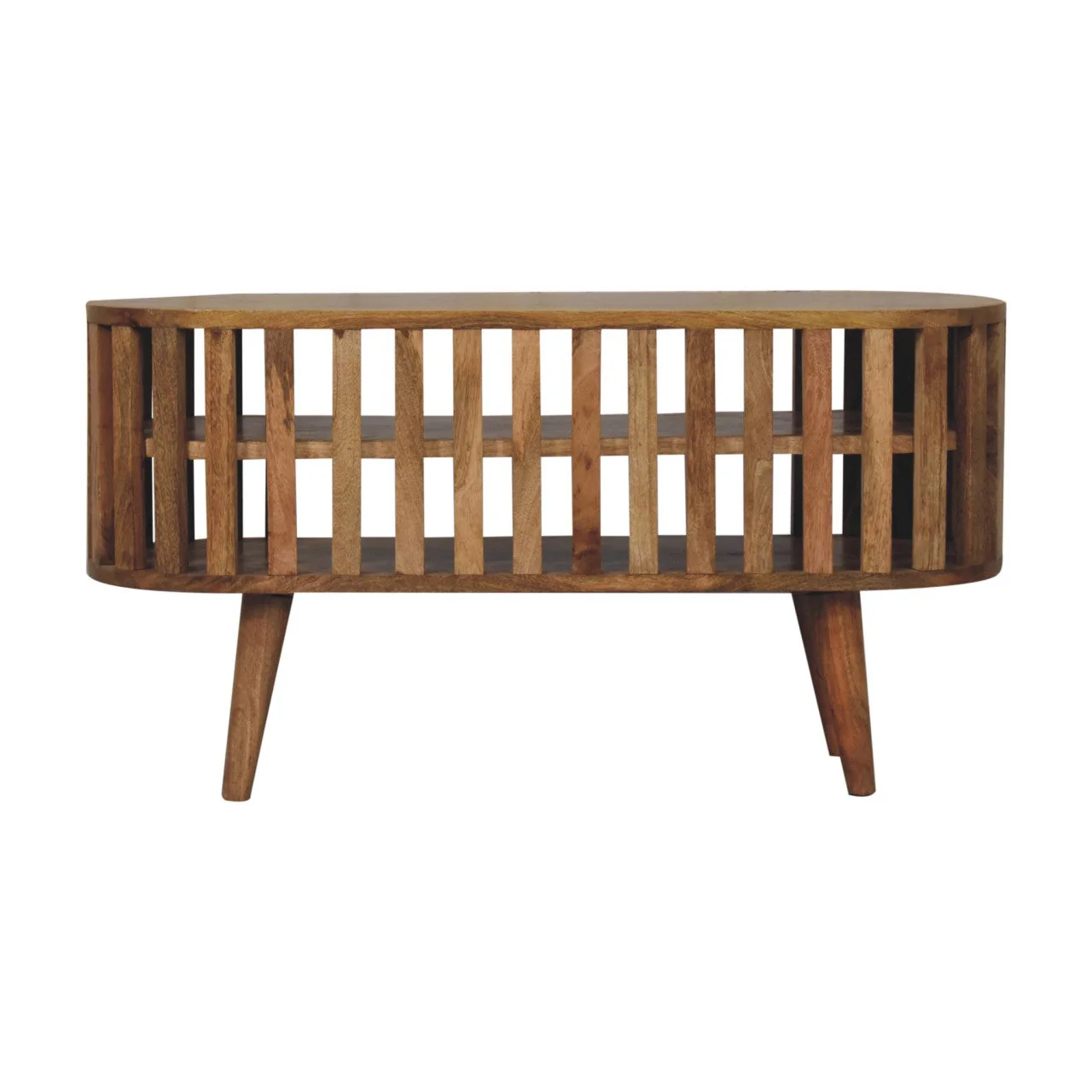 Mini Ariella Media Unit, Solid Mango Wood, Oak-ish Finish - Image 6