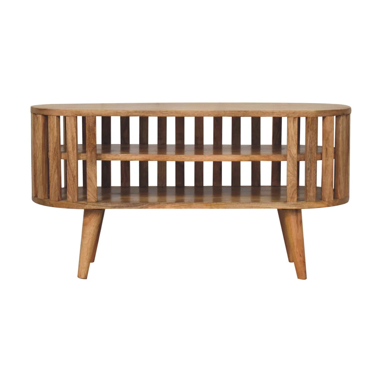 Mini Ariella Media Unit, Solid Mango Wood, Oak-ish Finish - Image 9