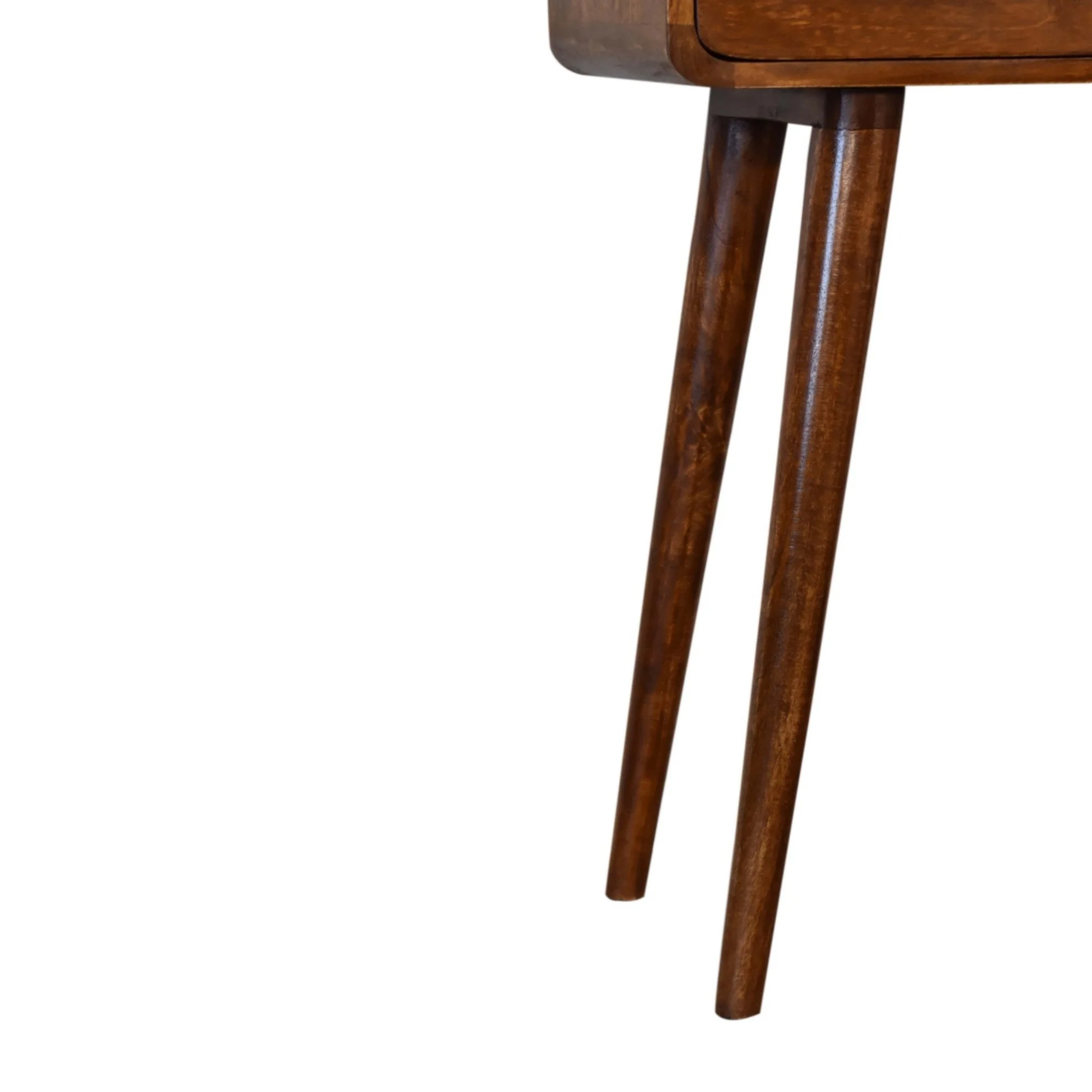 Mini Console Table, 2 Drawers Open Slot, Solid Wood Dark Brown - Image 3