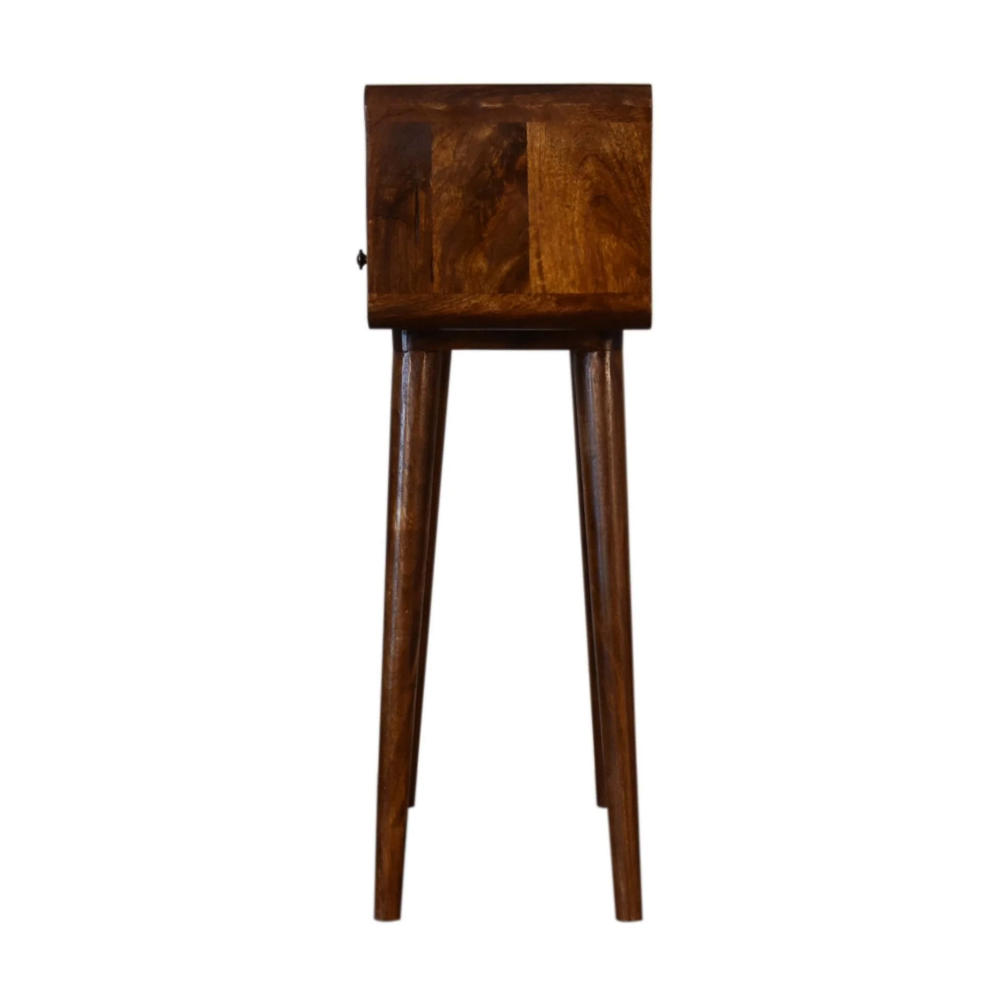 Mini Console Table, 2 Drawers Open Slot, Solid Wood Dark Brown - Image 6
