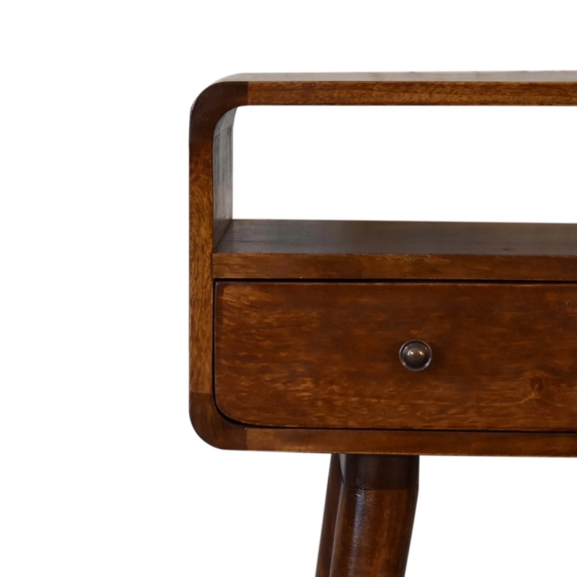 Mini Console Table, 2 Drawers Open Slot, Solid Wood Dark Brown - Image 7