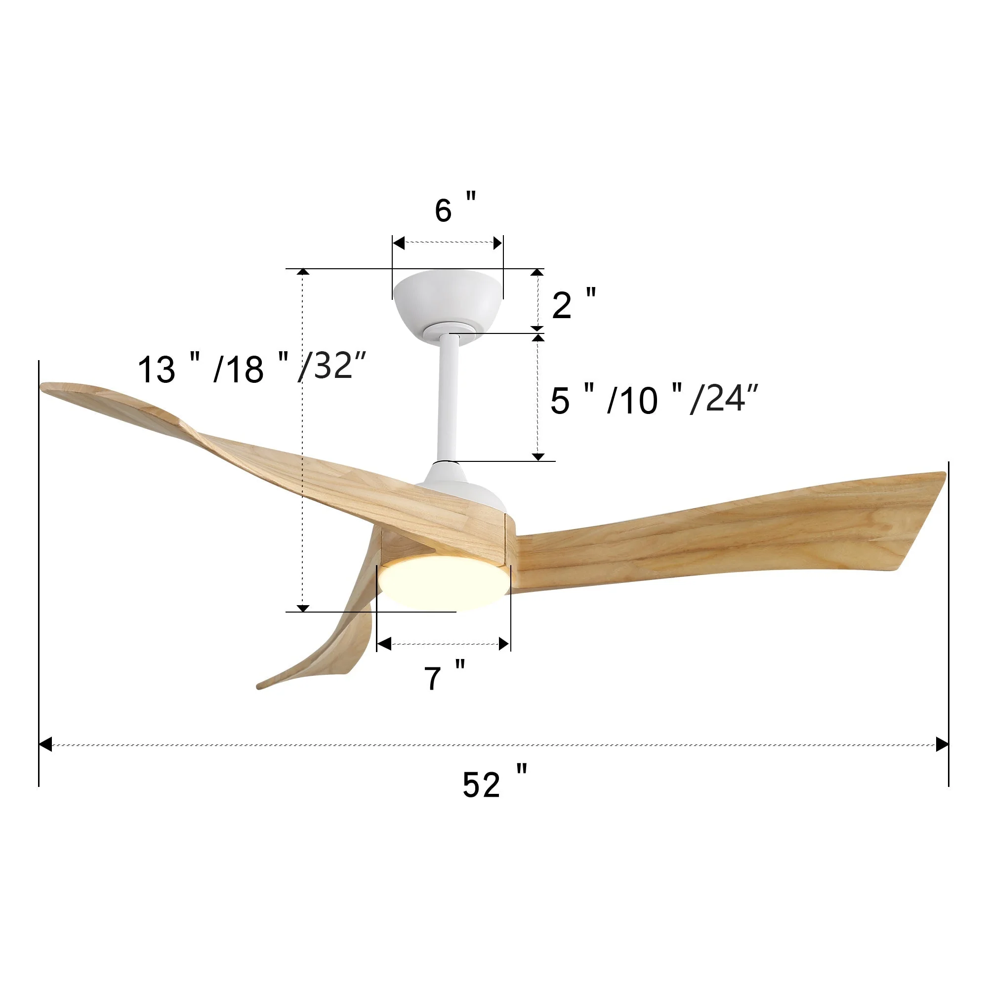 Minimalist Ceiling Fan 52-inch, Light, 6-Speed, DC Motor, Remote Control, Solid Wood - Image 7