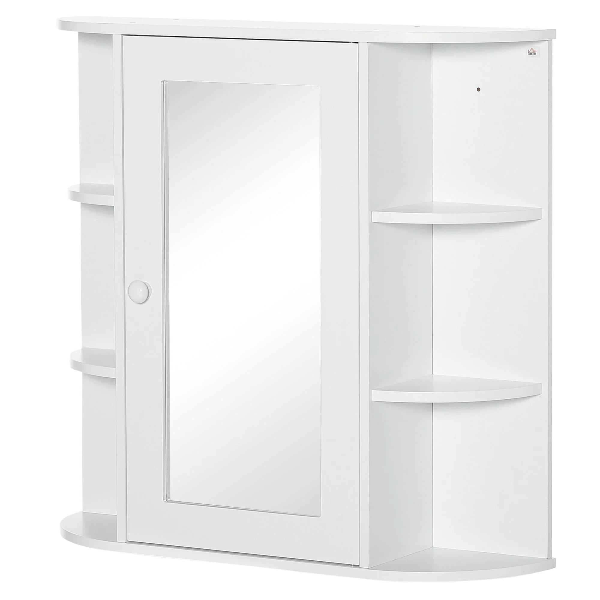 Mirror Cabinet, Wall Mounted with 8 Compartments, White - Image 2