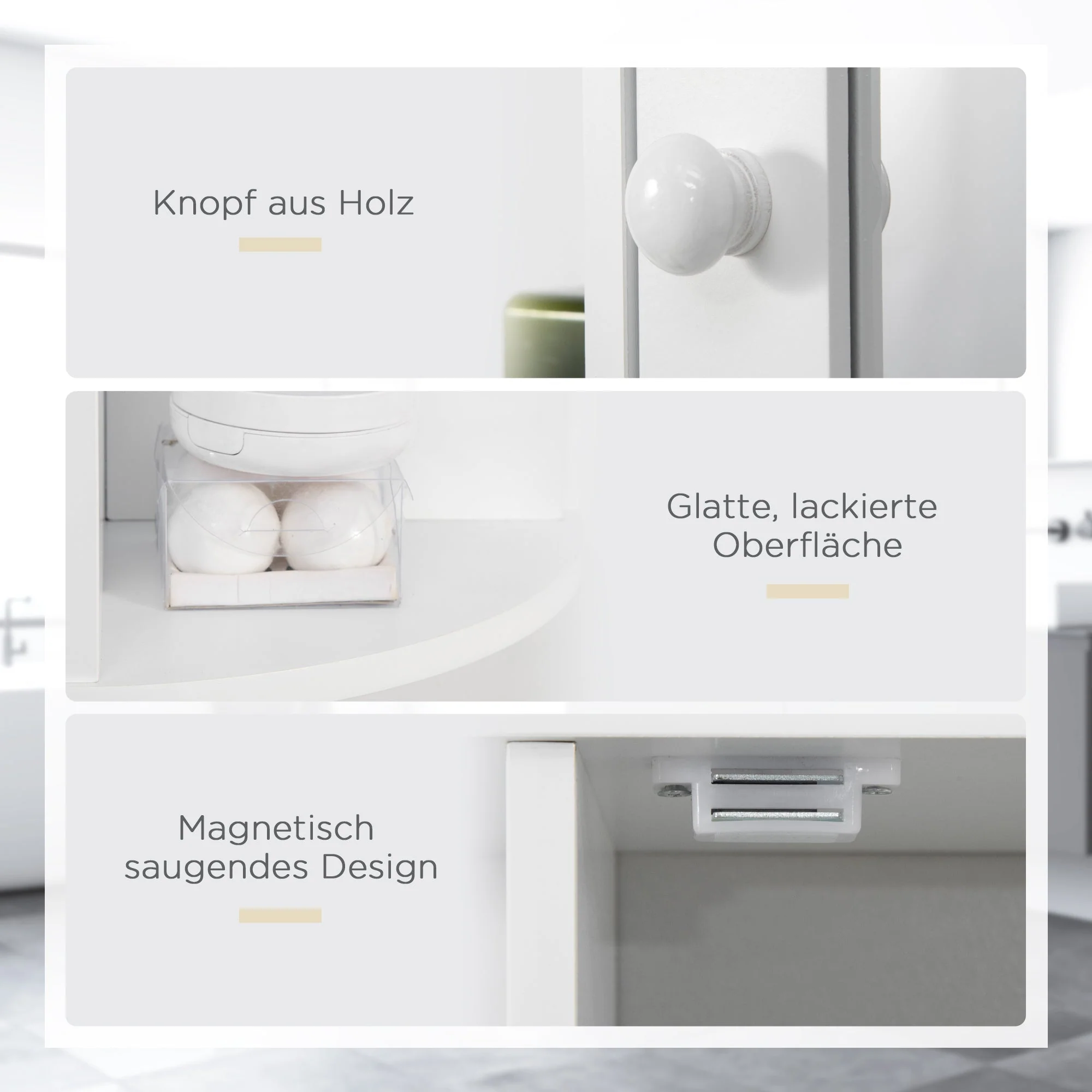 Mirror Cabinet, Wall Mounted with 8 Compartments, White - Image 4