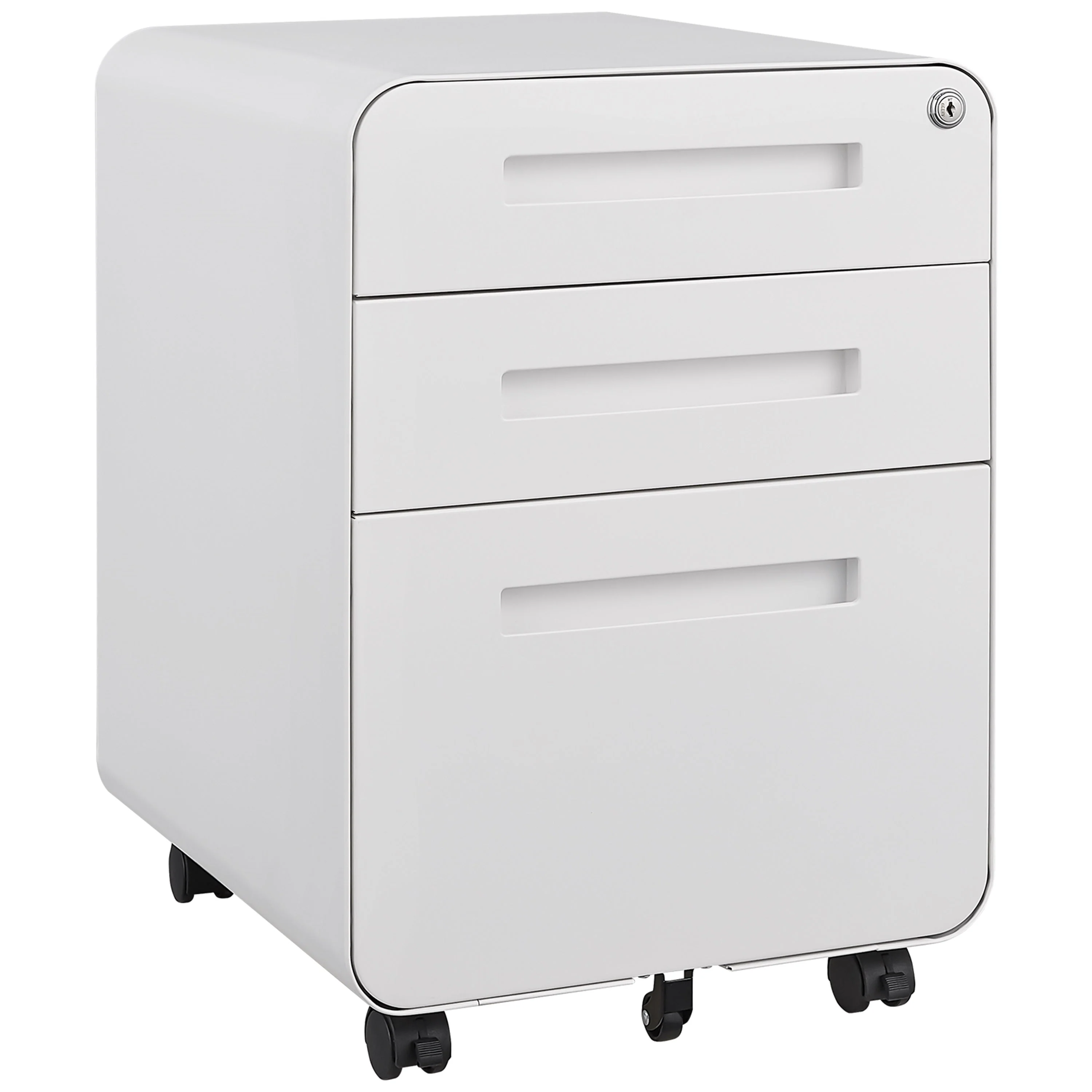 Mobile File Cabinet 3 Drawer Under Desk Legal/A4 Anti-Tilt - White Steel - Image 3