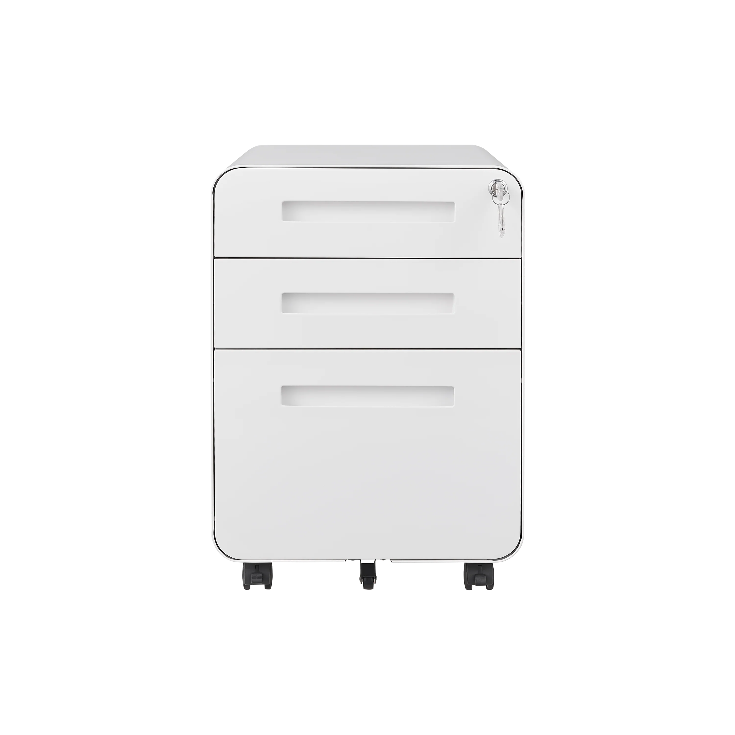 Mobile File Cabinet 3 Drawer Under Desk Legal/A4 Anti-Tilt - White Steel - Image 4