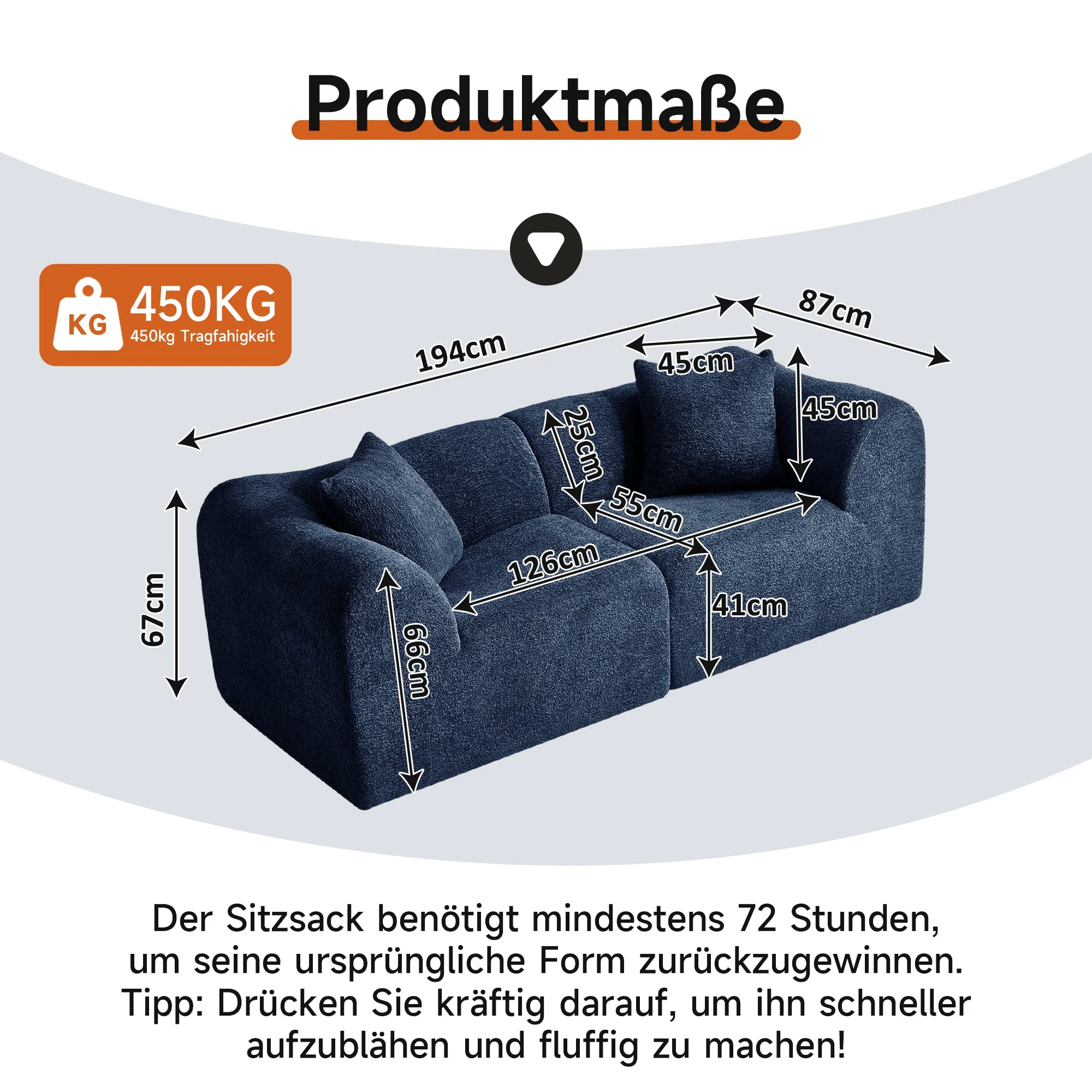 Modern 2-Seater Loveseat Space-Saving Cushions - Velvet - Image 2