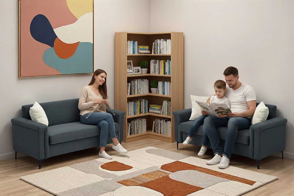 Modern 2-Seater Sofa Set, Space-Saving & Robust - Fabric - Image 6