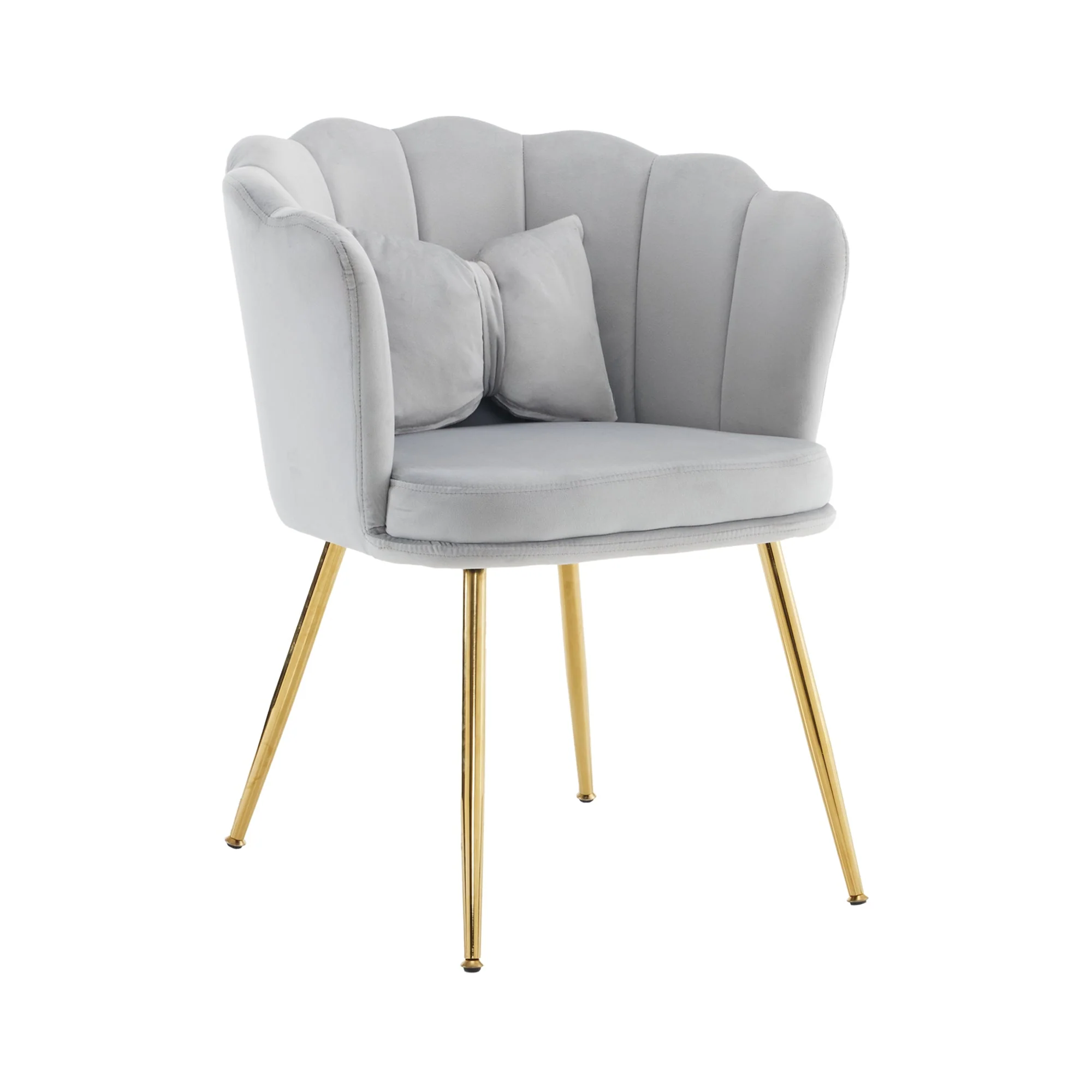 Modern Armchair, Velvet Upholstered Petal Back with Gold-Plated Metal Legs - Image 7